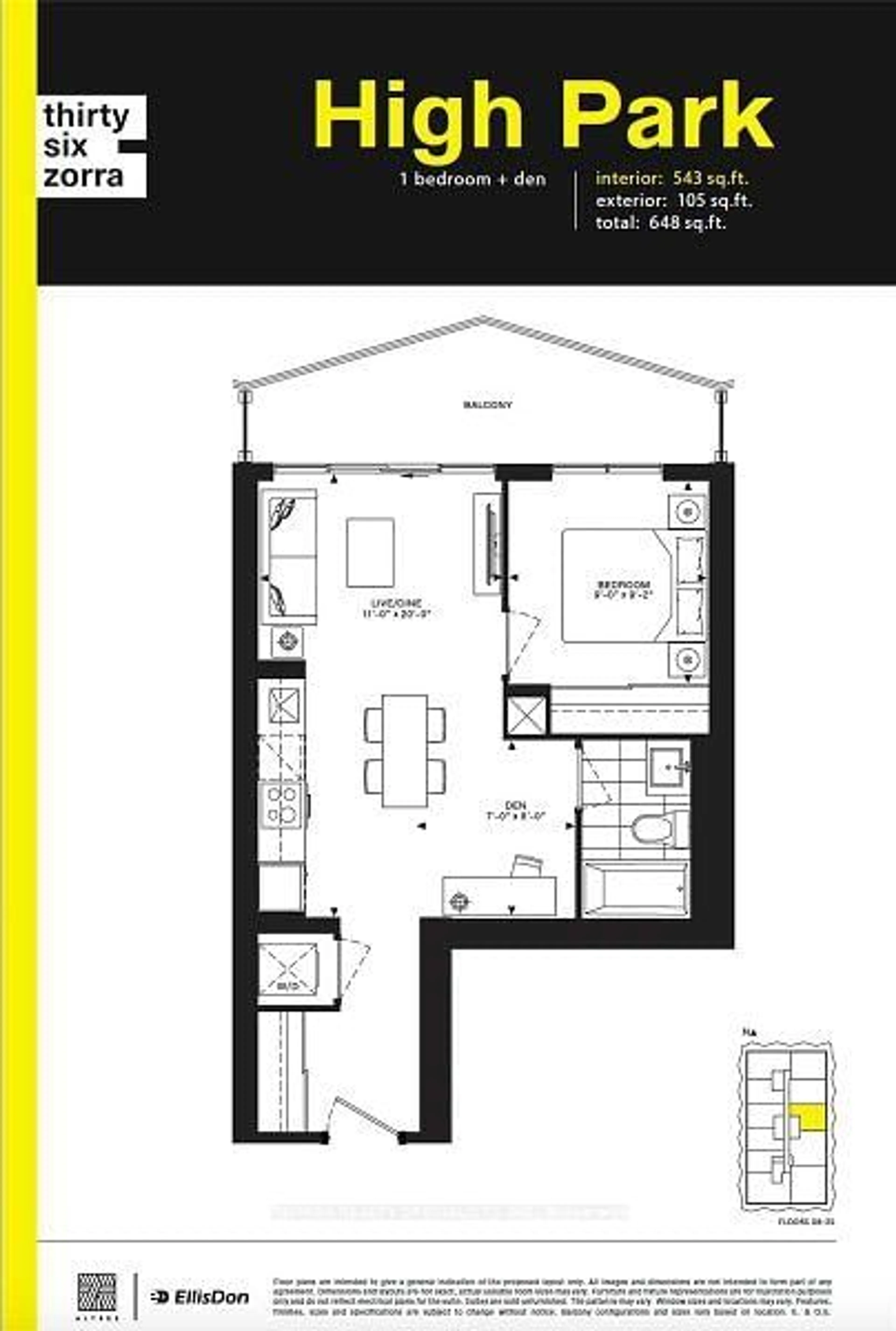 Floor plan for 36 Zorra St #1106, Toronto Ontario M8Z 4Z7