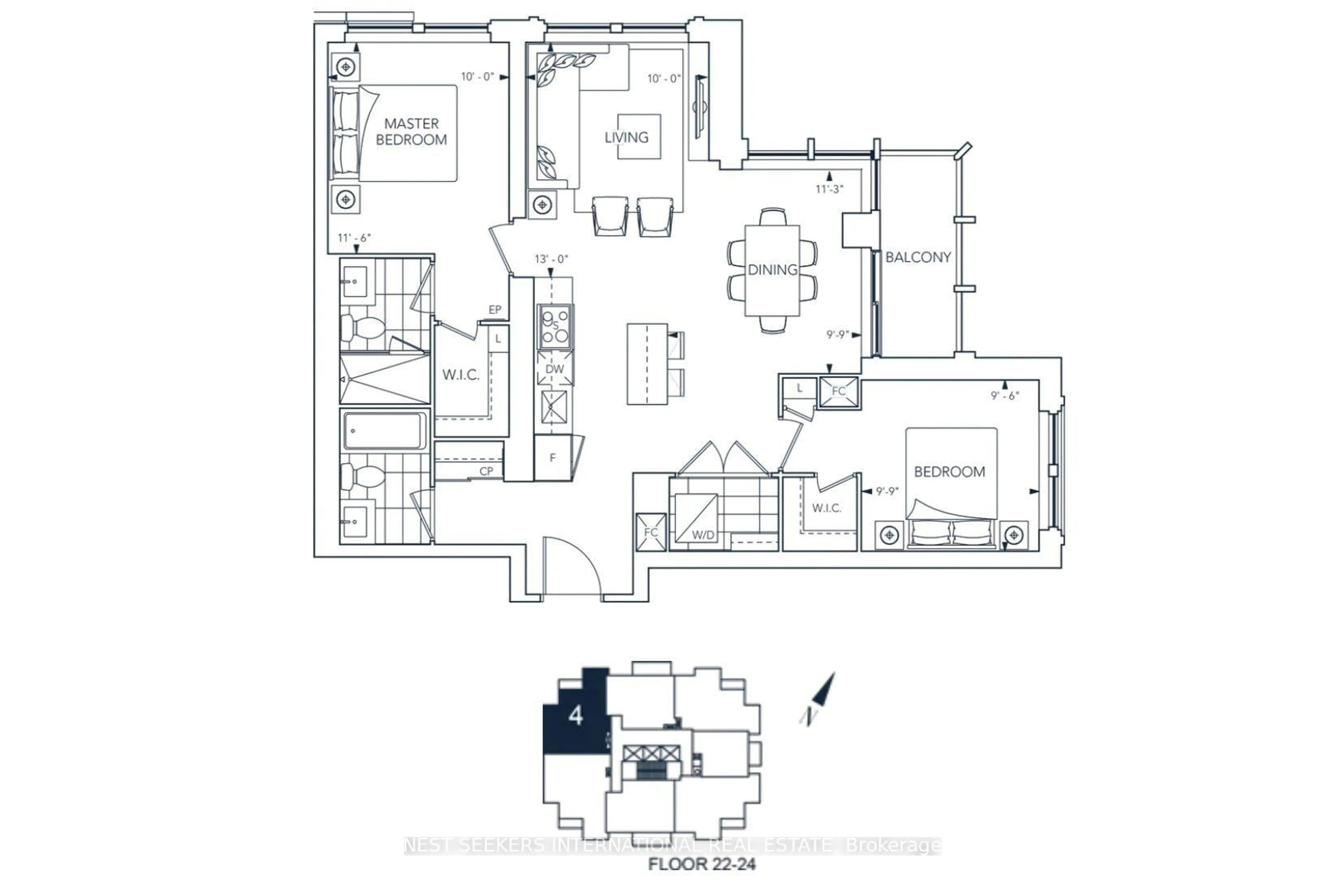 Floor plan for 10 Eva Rd #2304, Toronto Ontario M9C 0B3
