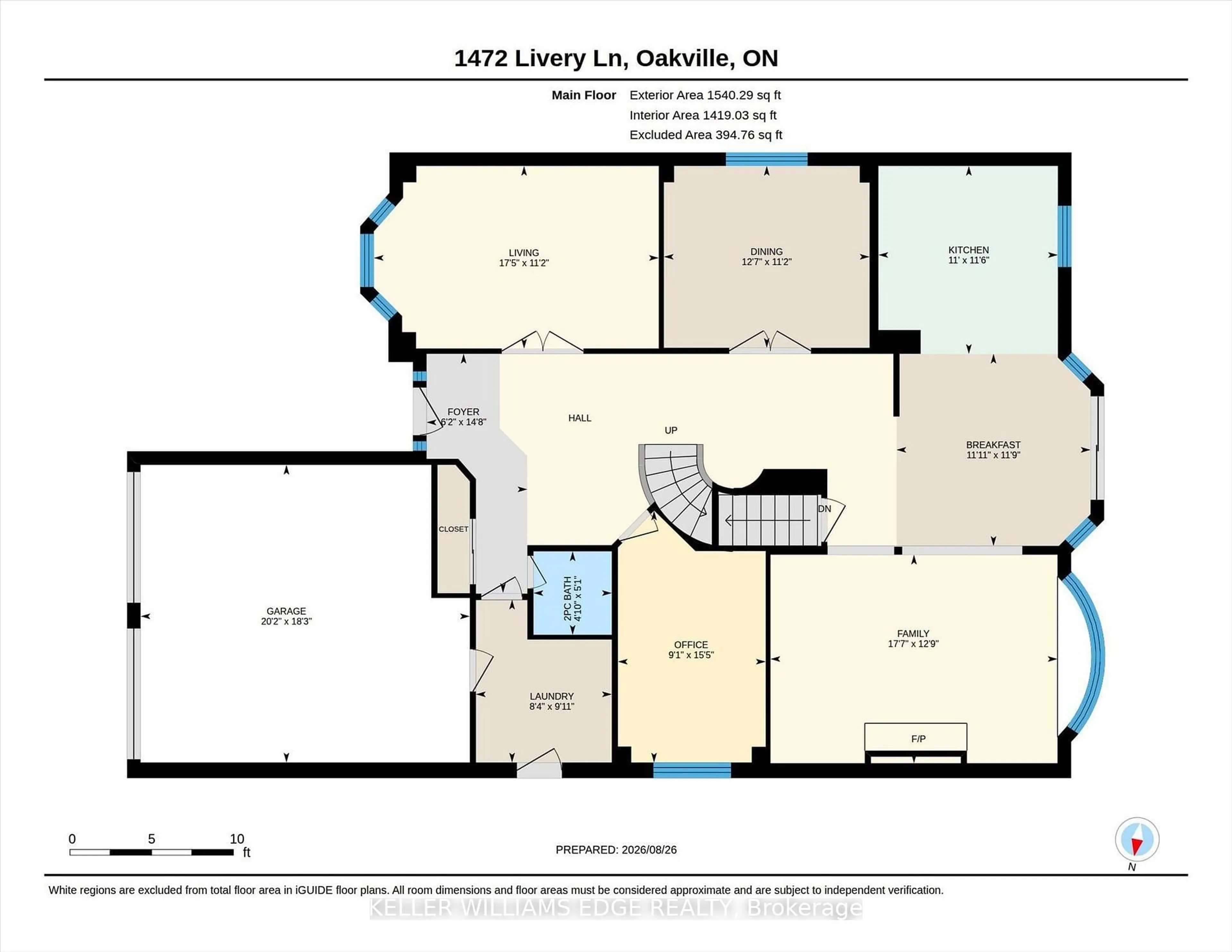 Floor plan for 1472 Livery Lane, Oakville Ontario L6M 2Y8