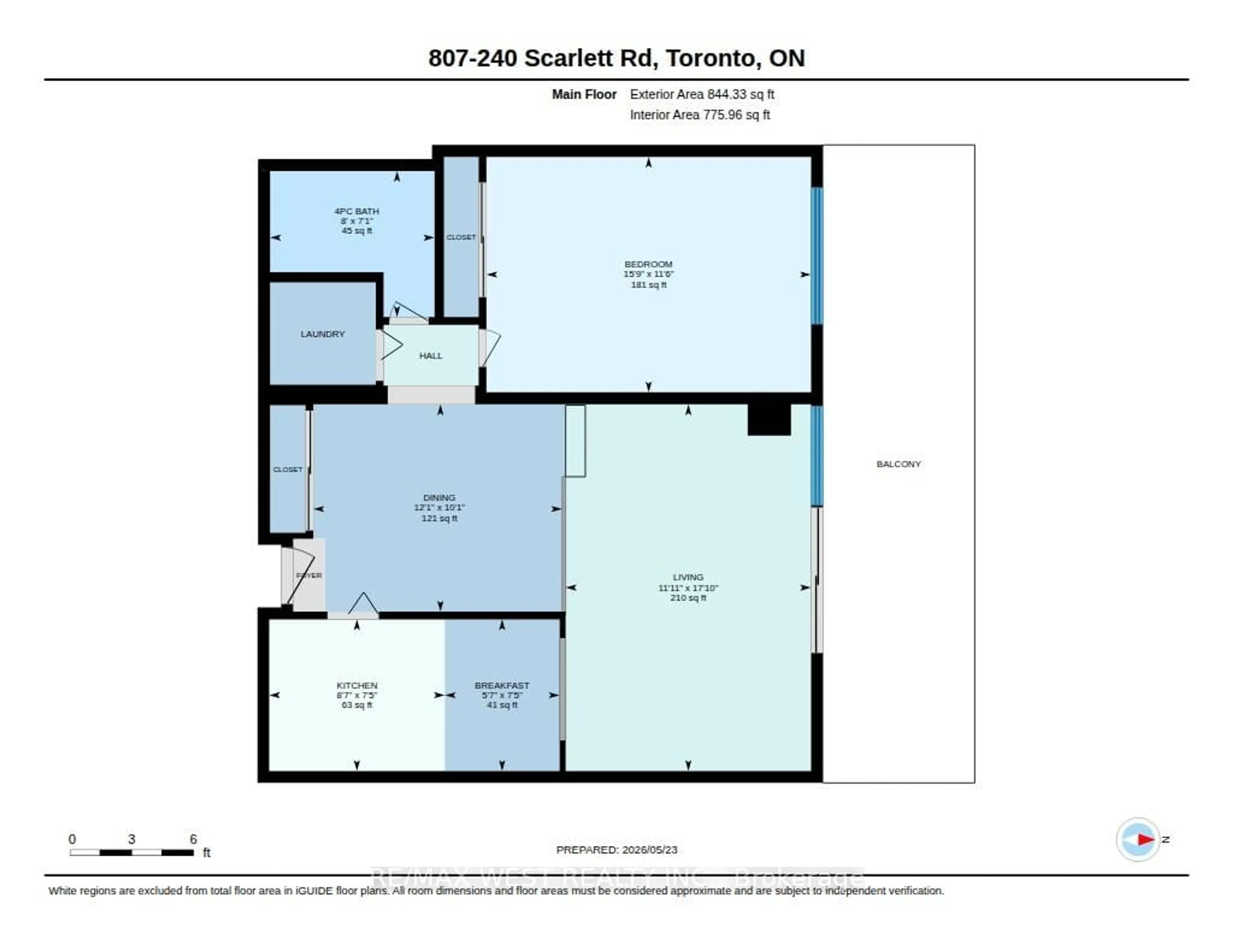 Floor plan for 240 Scarlett Rd #807, Toronto Ontario M6N 4X4