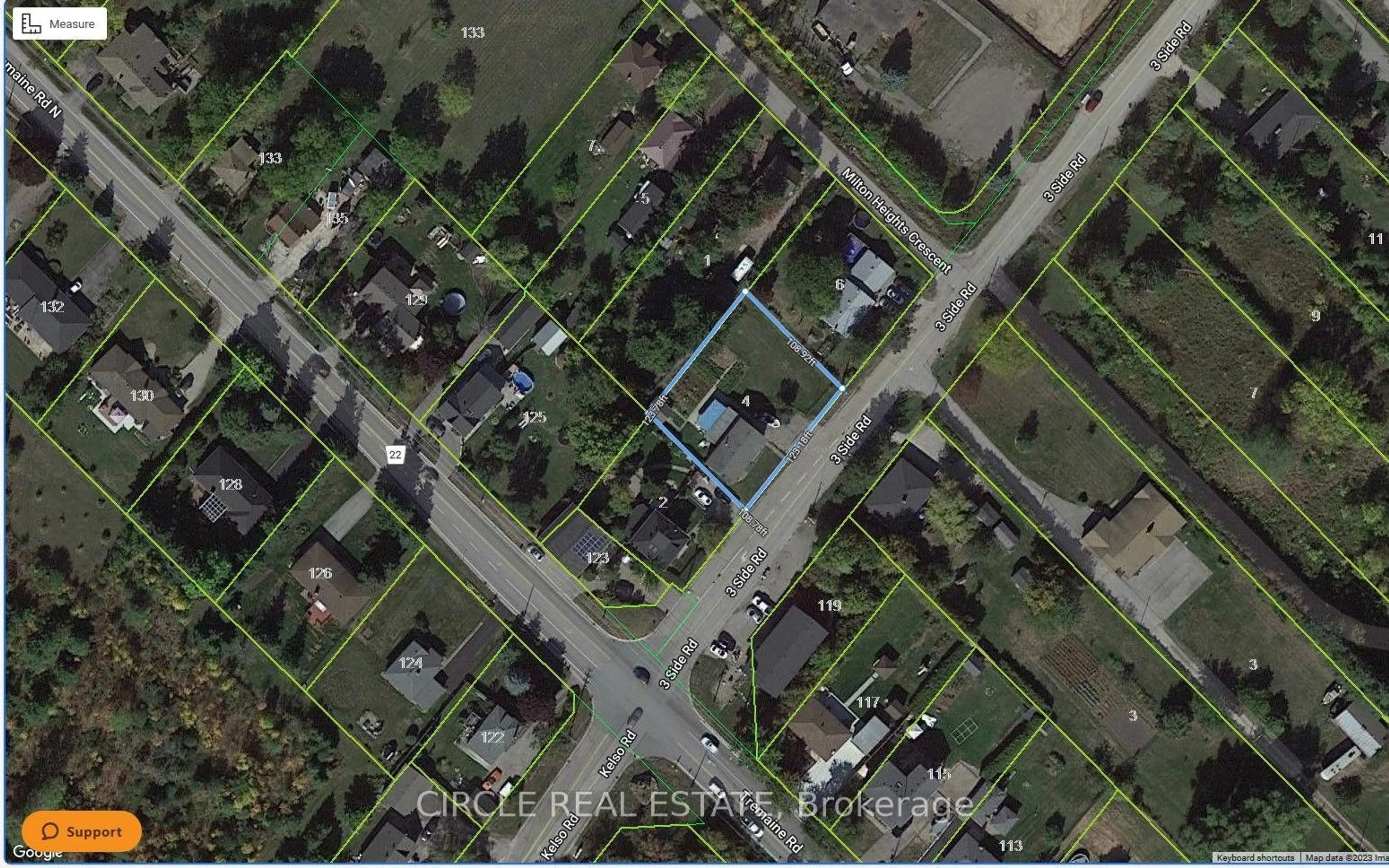 A pic from outside/outdoor area/front of a property/back of a property/a pic from drone, street for 4 3rd Sdrd, Milton Ontario L9T 2W4