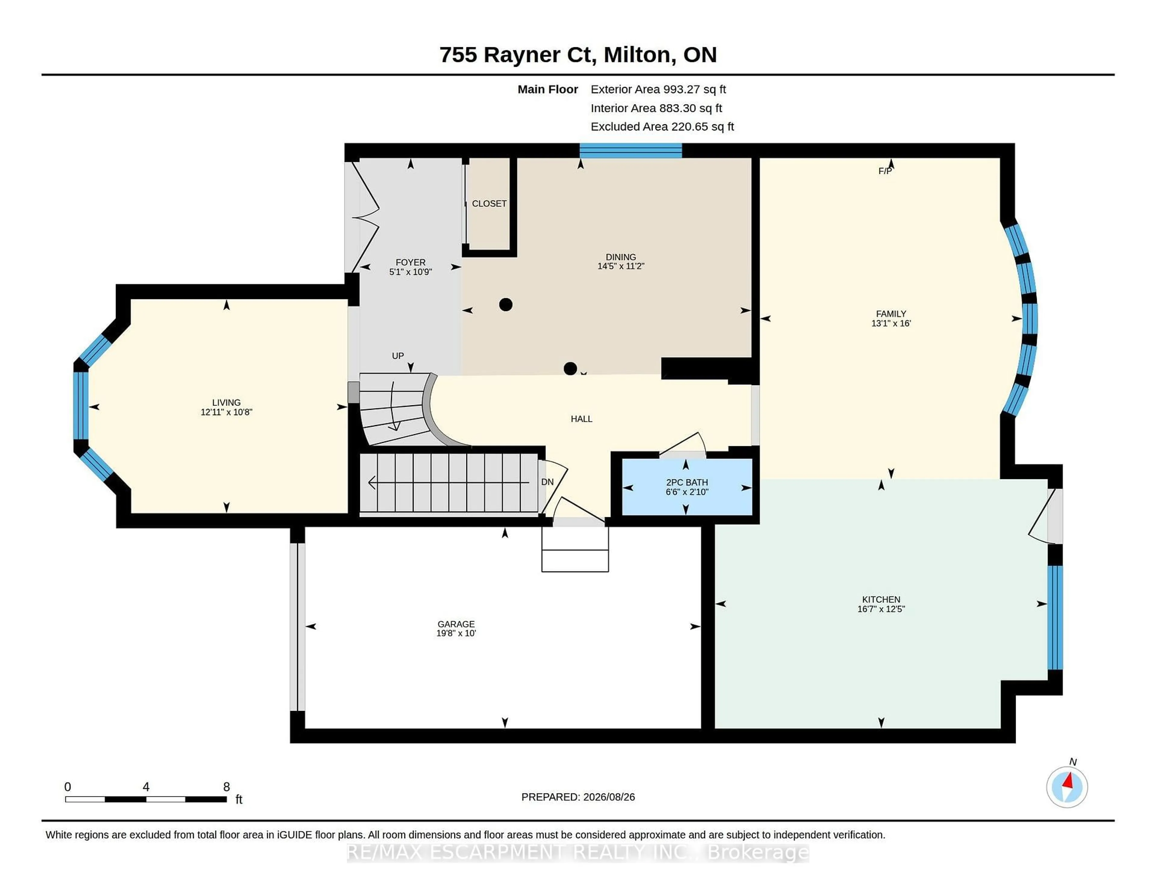 Floor plan for 755 Rayner Crt, Milton Ontario L9T 0P1