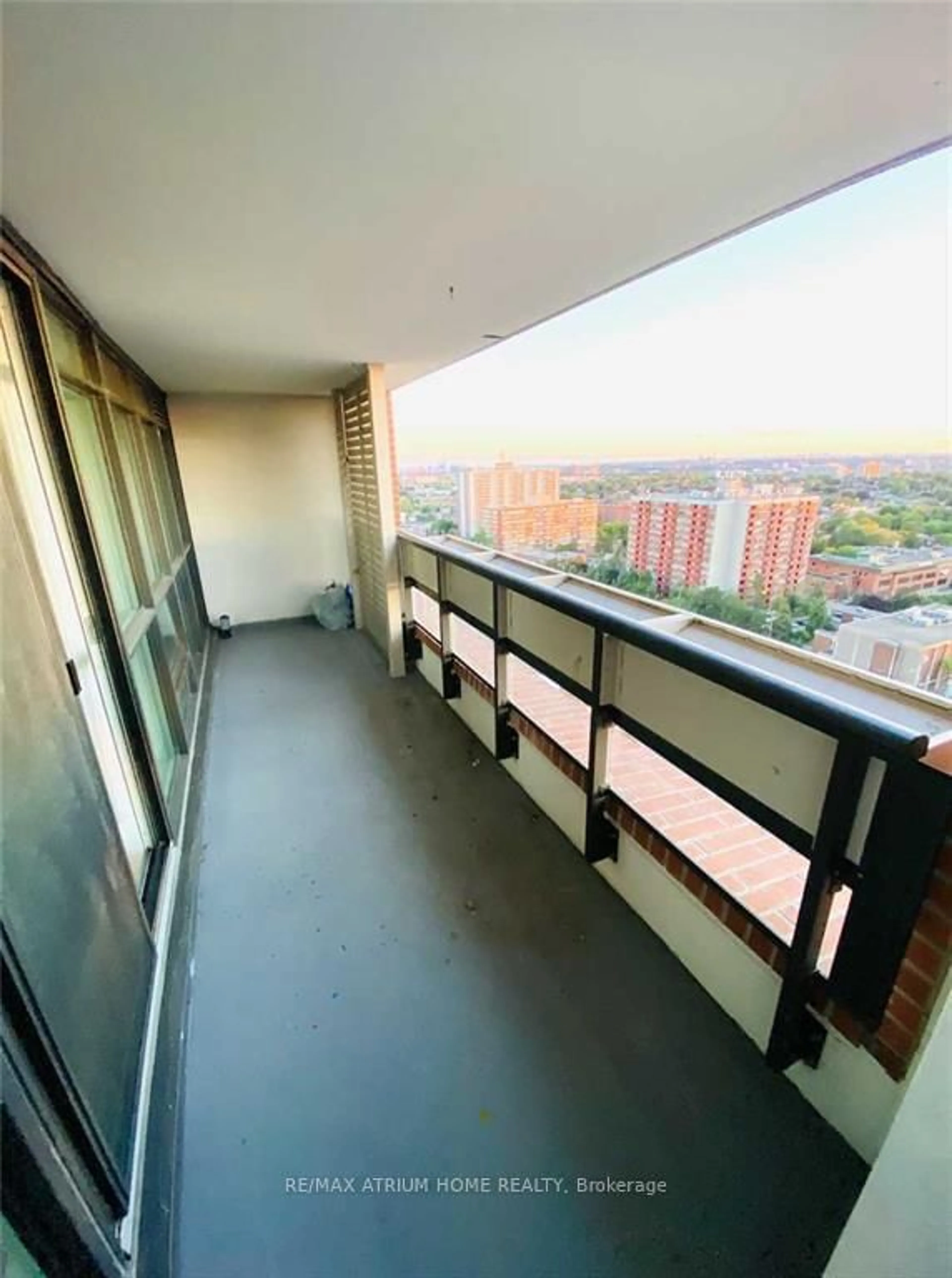 Balcony in the apartment, city buildings view from balcony for 800 Lawrence Ave #1818, Toronto Ontario M6A 1C3