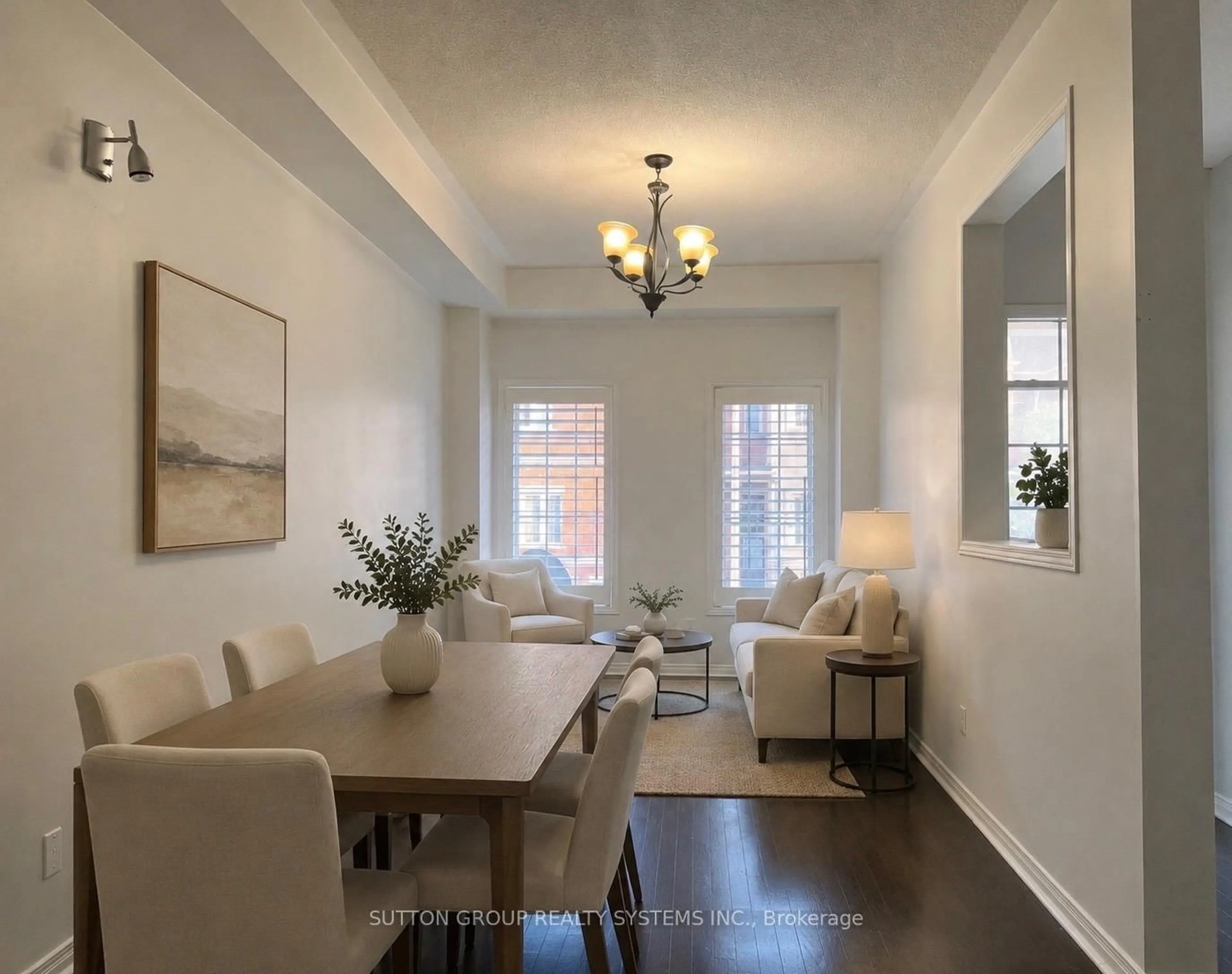 Dining room, wood/laminate floor for 435 Hensall Circ #55, Mississauga Ontario L5A 4P1
