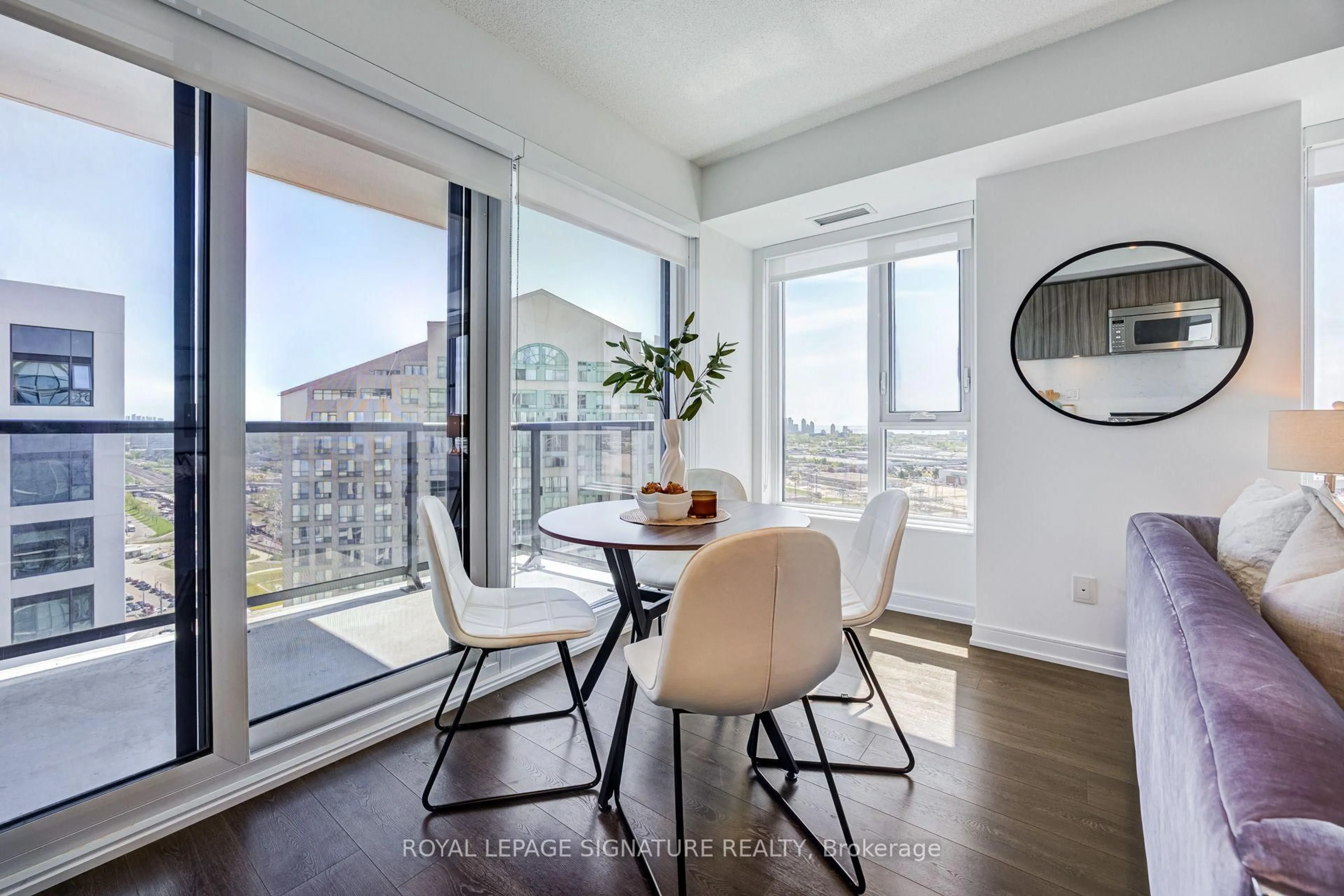 Dining room, wood/laminate floor for 30 Samuel Wood Way #2008, Toronto Ontario M9B 0C9