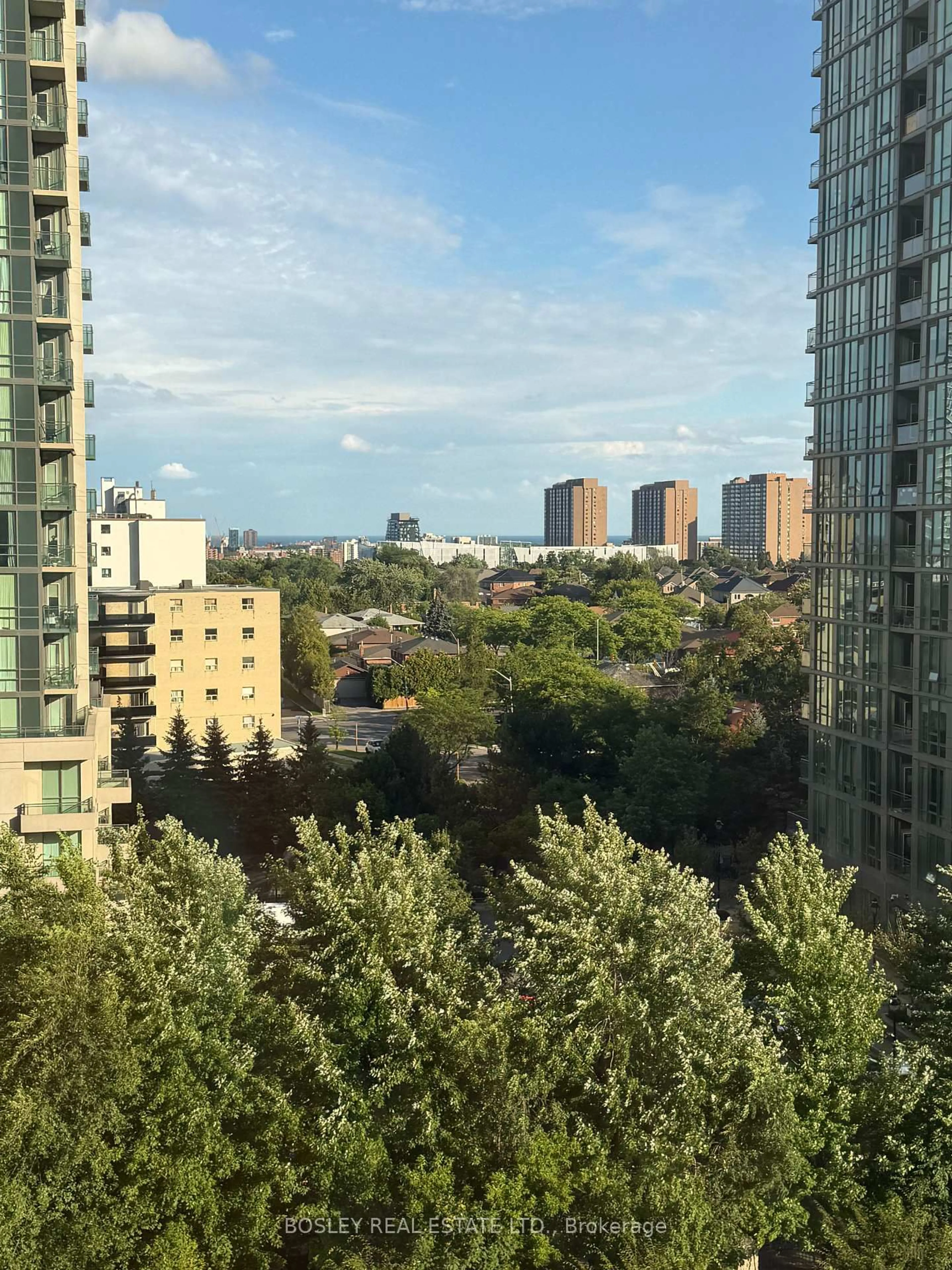 Balcony in the apartment, city buildings view from balcony for 36 Elm Dr #704, Mississauga Ontario L5B 0N3