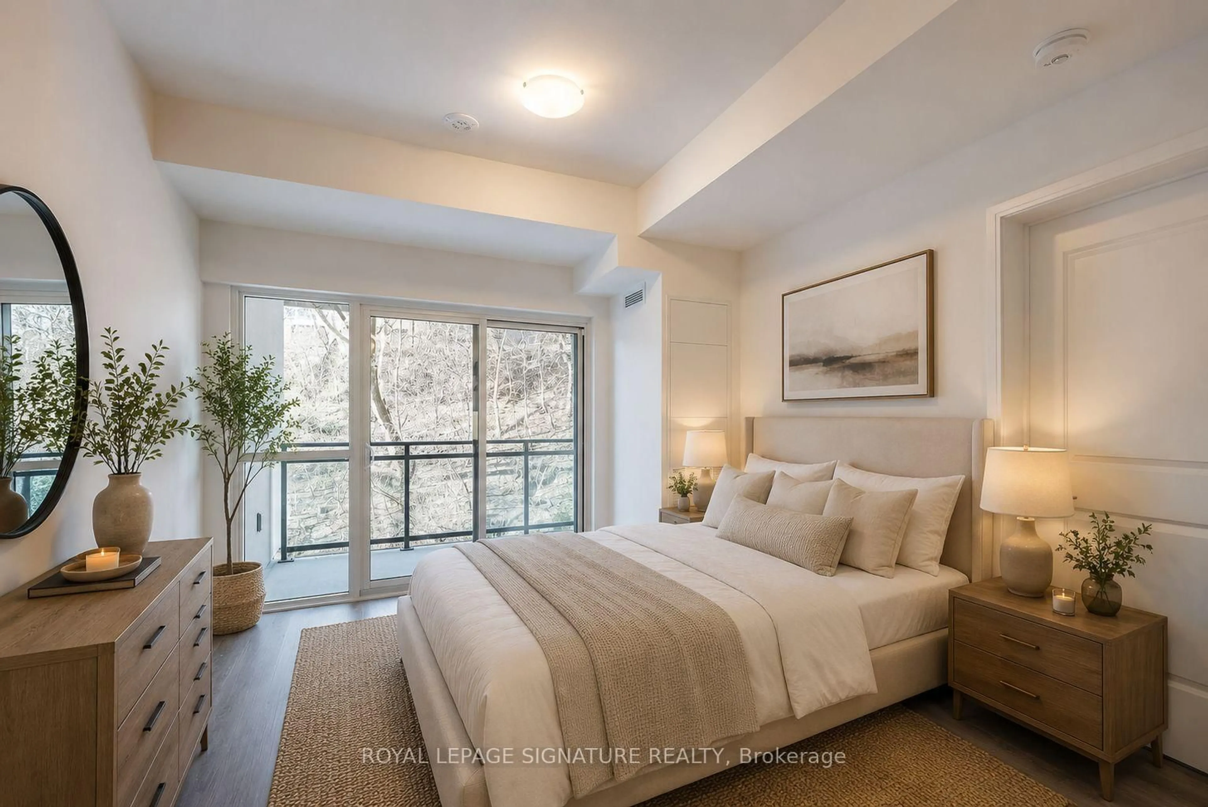 Bedroom with bed, unknown for 25 Neighbourhood Lane #208, Toronto Ontario M8Y 0C4