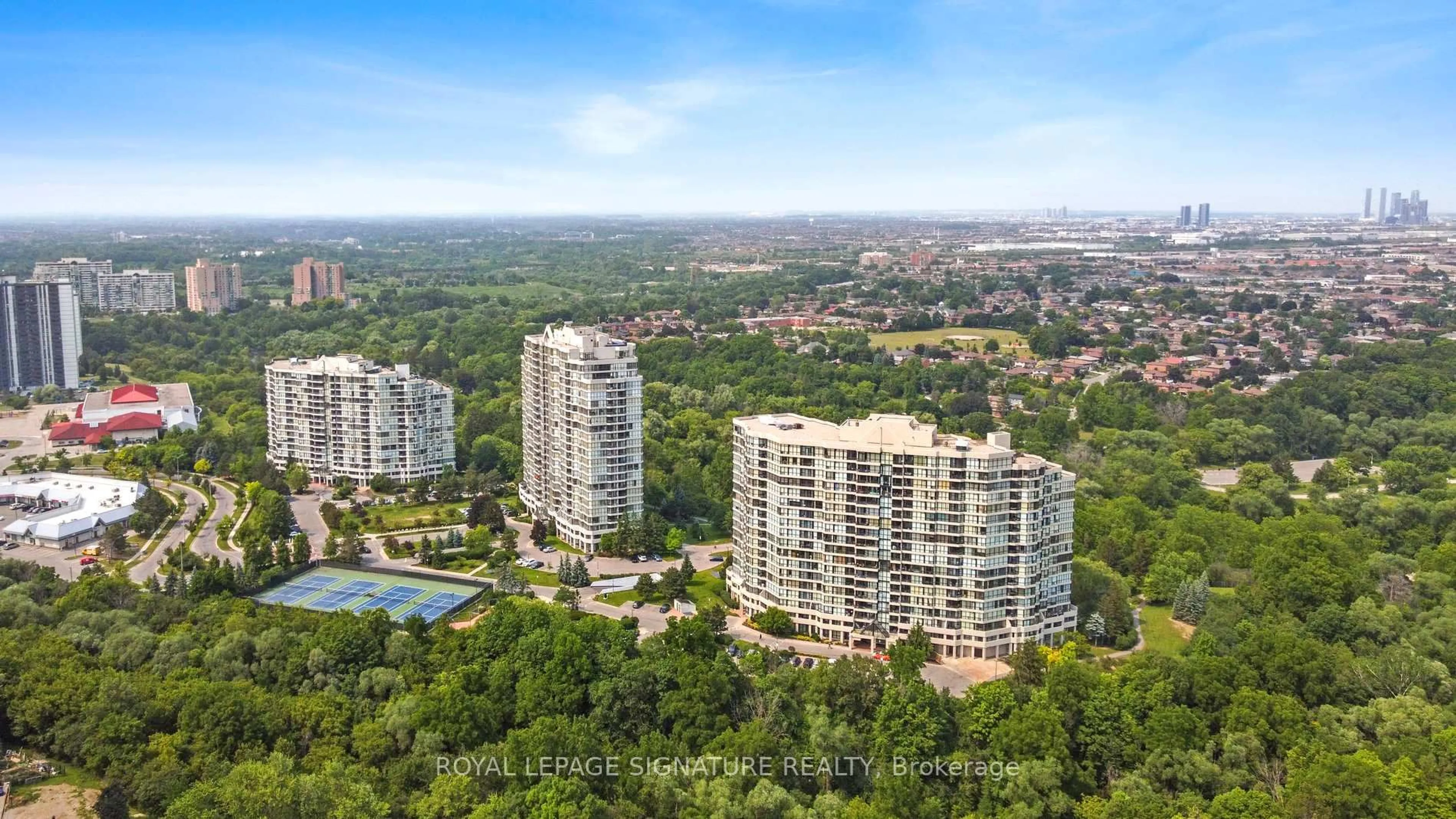A pic from outside/outdoor area/front of a property/back of a property/a pic from drone, city buildings view from balcony for 3 Rowntree Rd #407, Toronto Ontario M9V 5G8