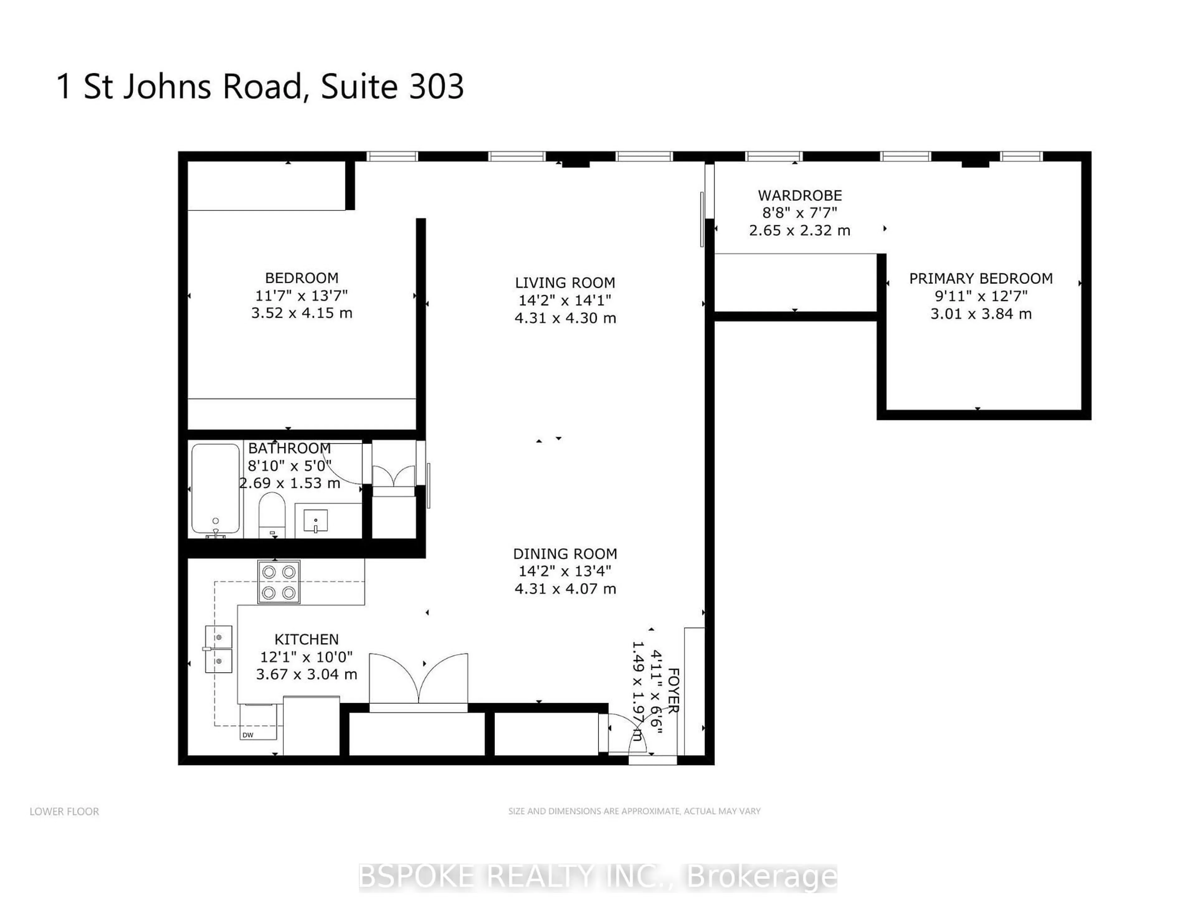 Floor plan for 1 St Johns Rd #303, Toronto Ontario M6P 1T7