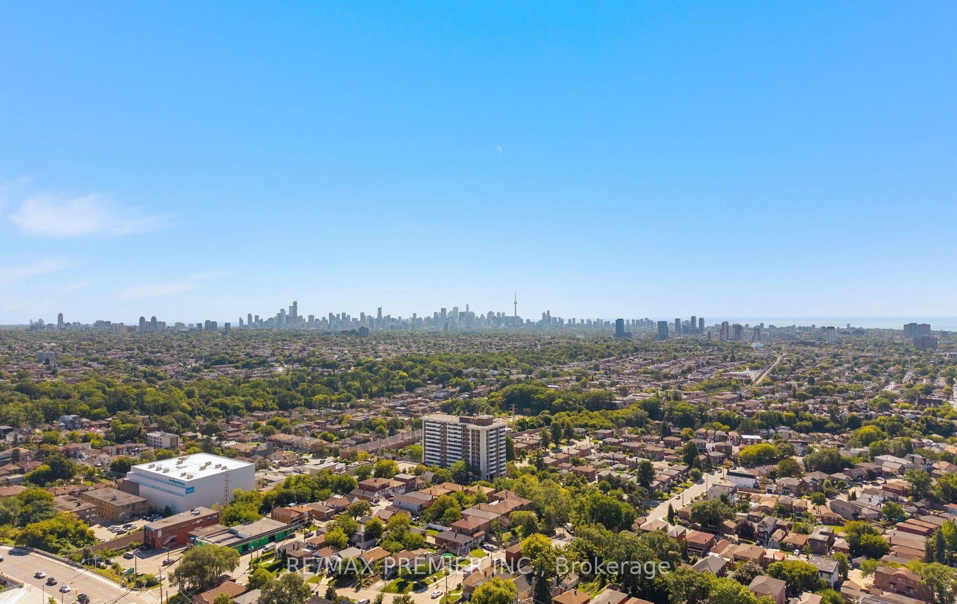 A pic from outside/outdoor area/front of a property/back of a property/a pic from drone, city buildings view from balcony for 2470 Eglinton Ave #209, Toronto Ontario M6M 5E7