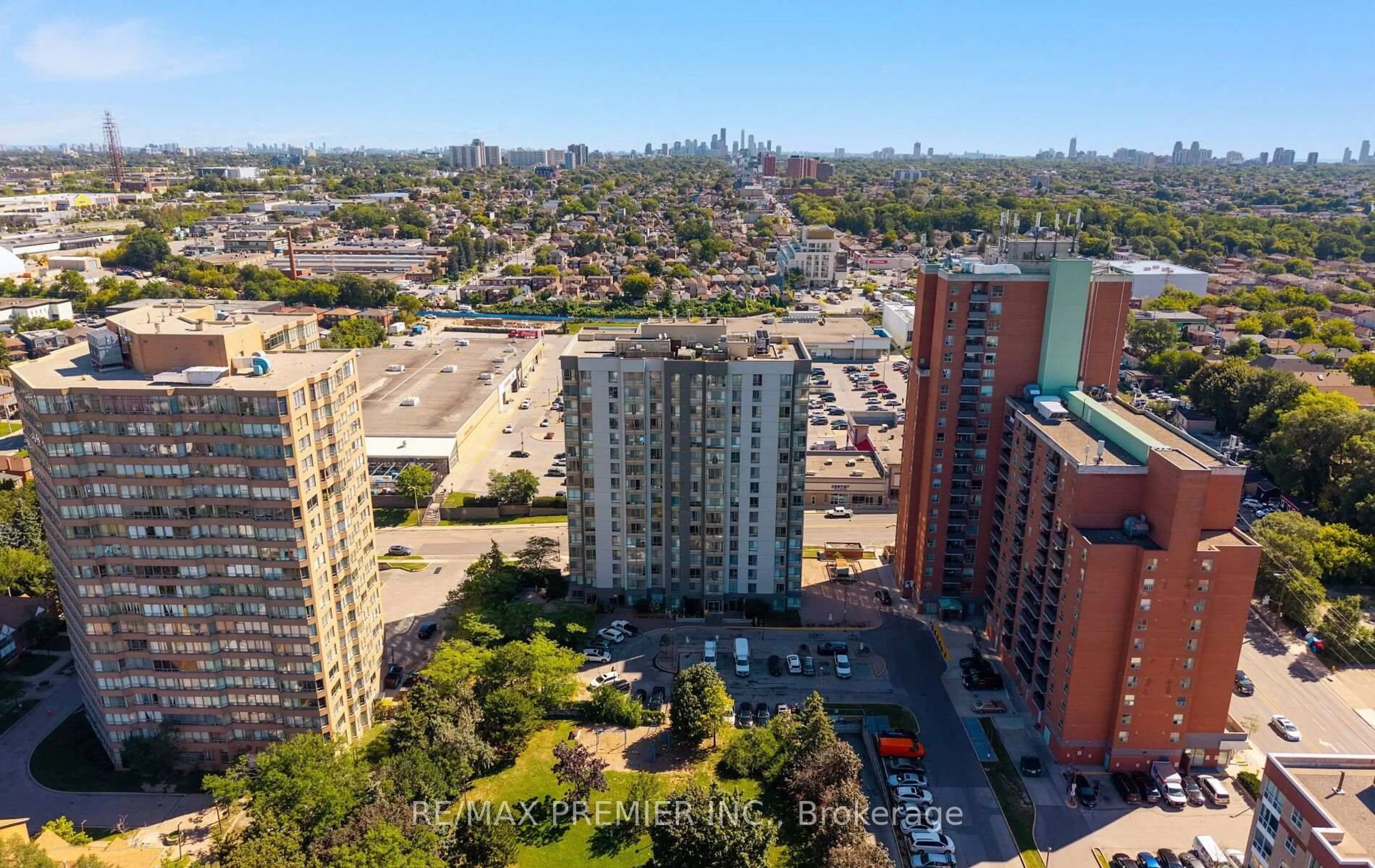 A pic from outside/outdoor area/front of a property/back of a property/a pic from drone, city buildings view from balcony for 2470 Eglinton Ave #209, Toronto Ontario M6M 5E7