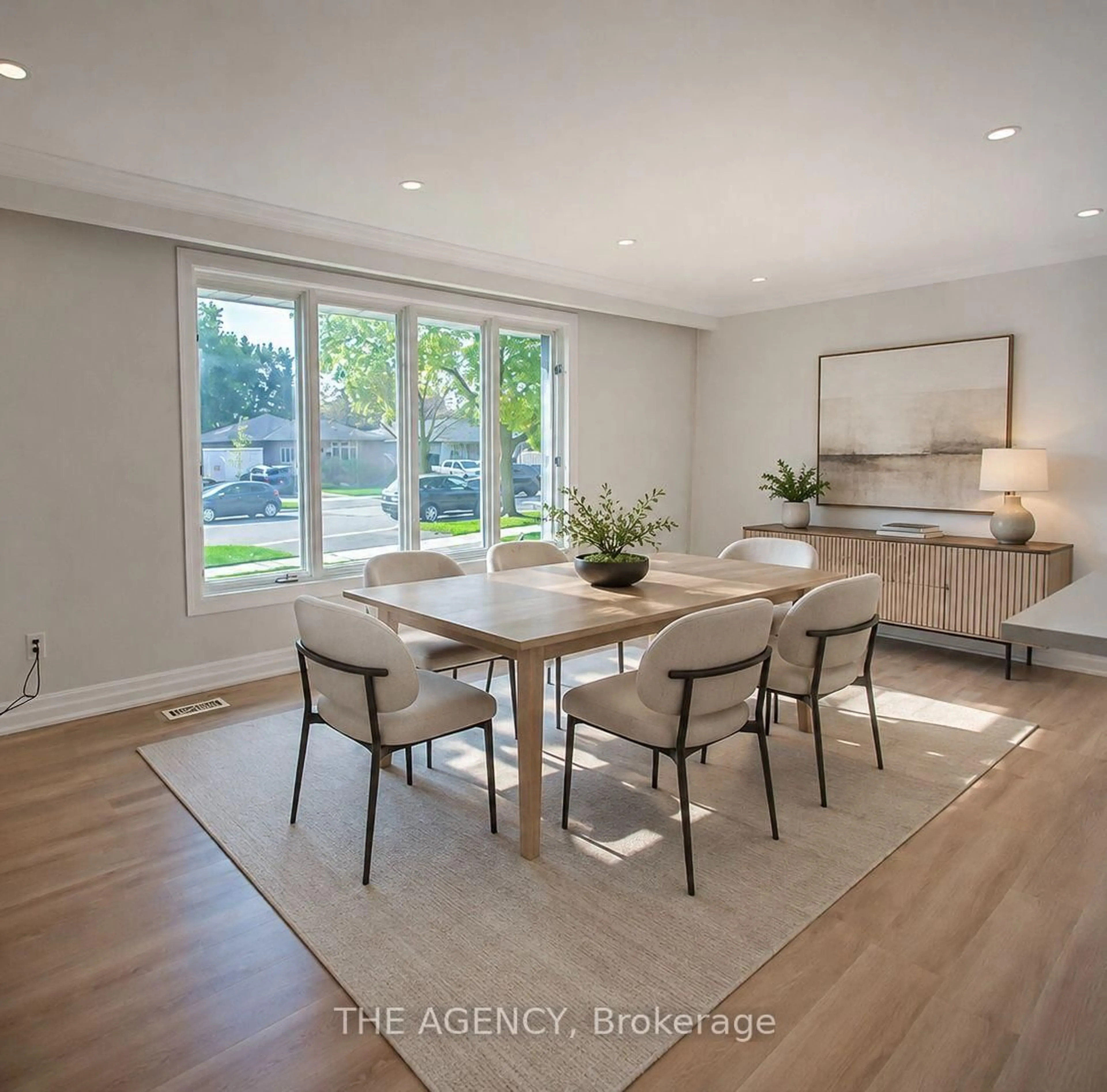 Dining room, wood/laminate floor for 14 Wareside Rd, Toronto Ontario M9C 3B2