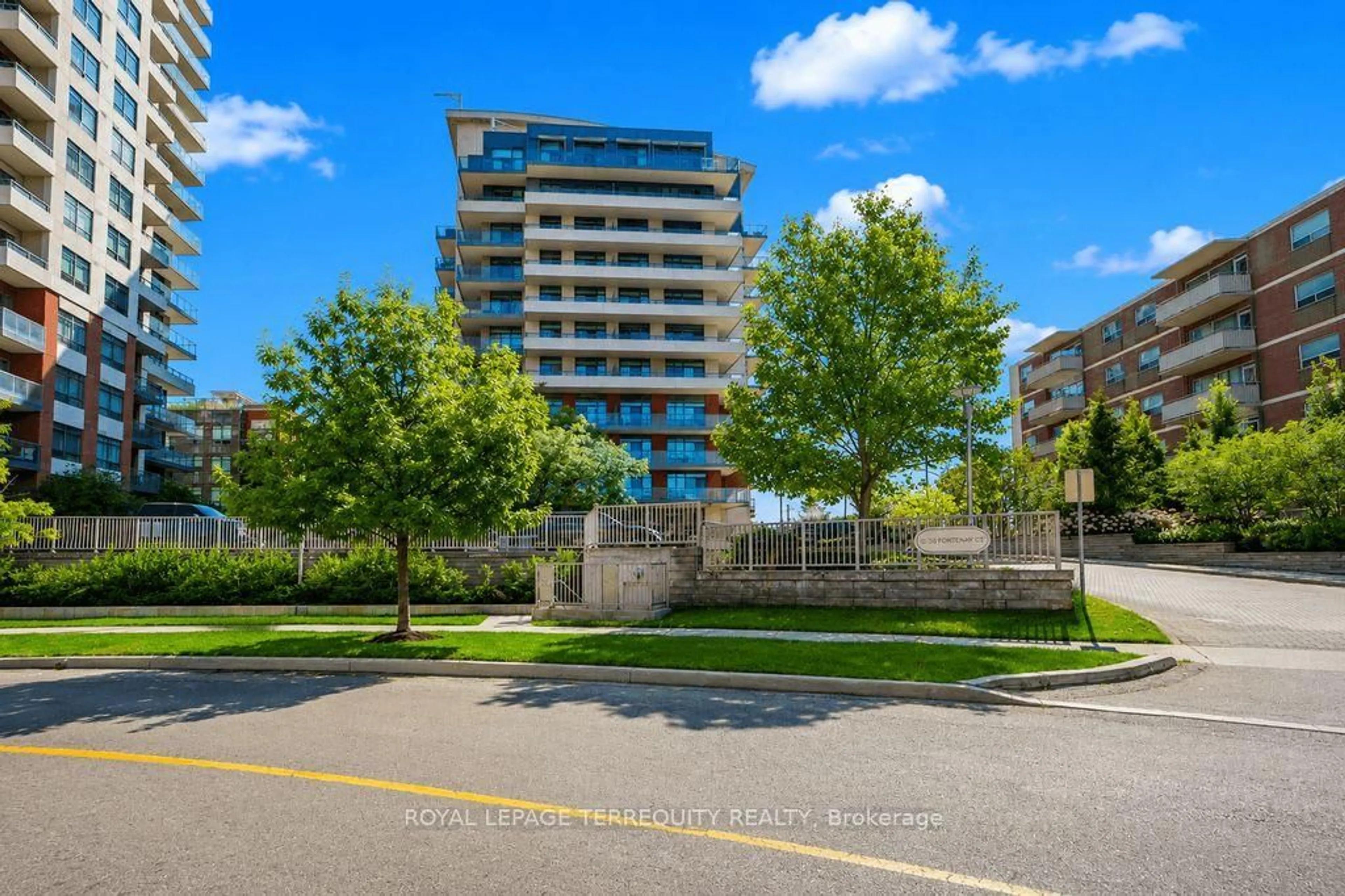 A pic from outside/outdoor area/front of a property/back of a property/a pic from drone, building for 35 Fontenay Crt #202, Toronto Ontario M9A 0E2