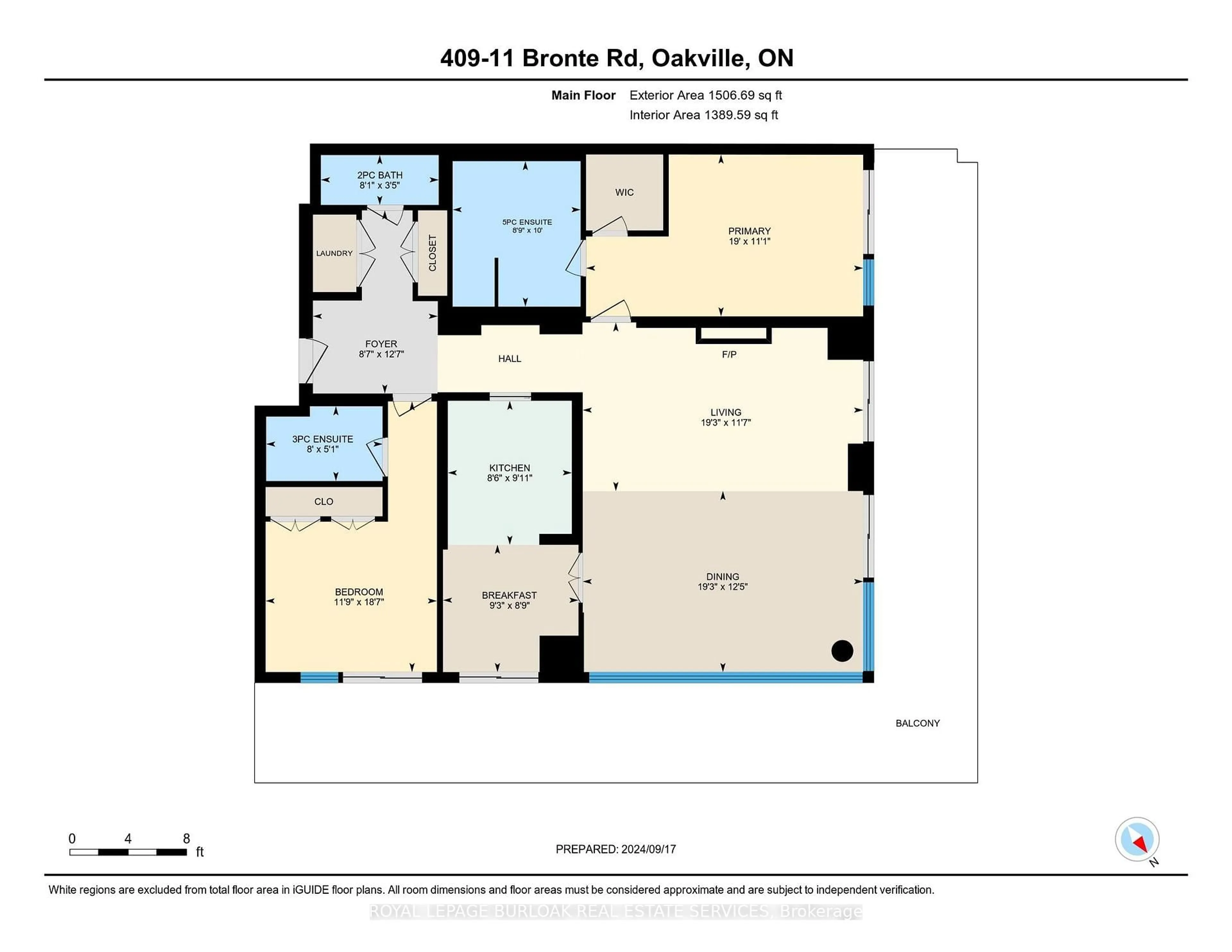 Floor plan for 11 Bronte Rd #409, Oakville Ontario L6L 0E1