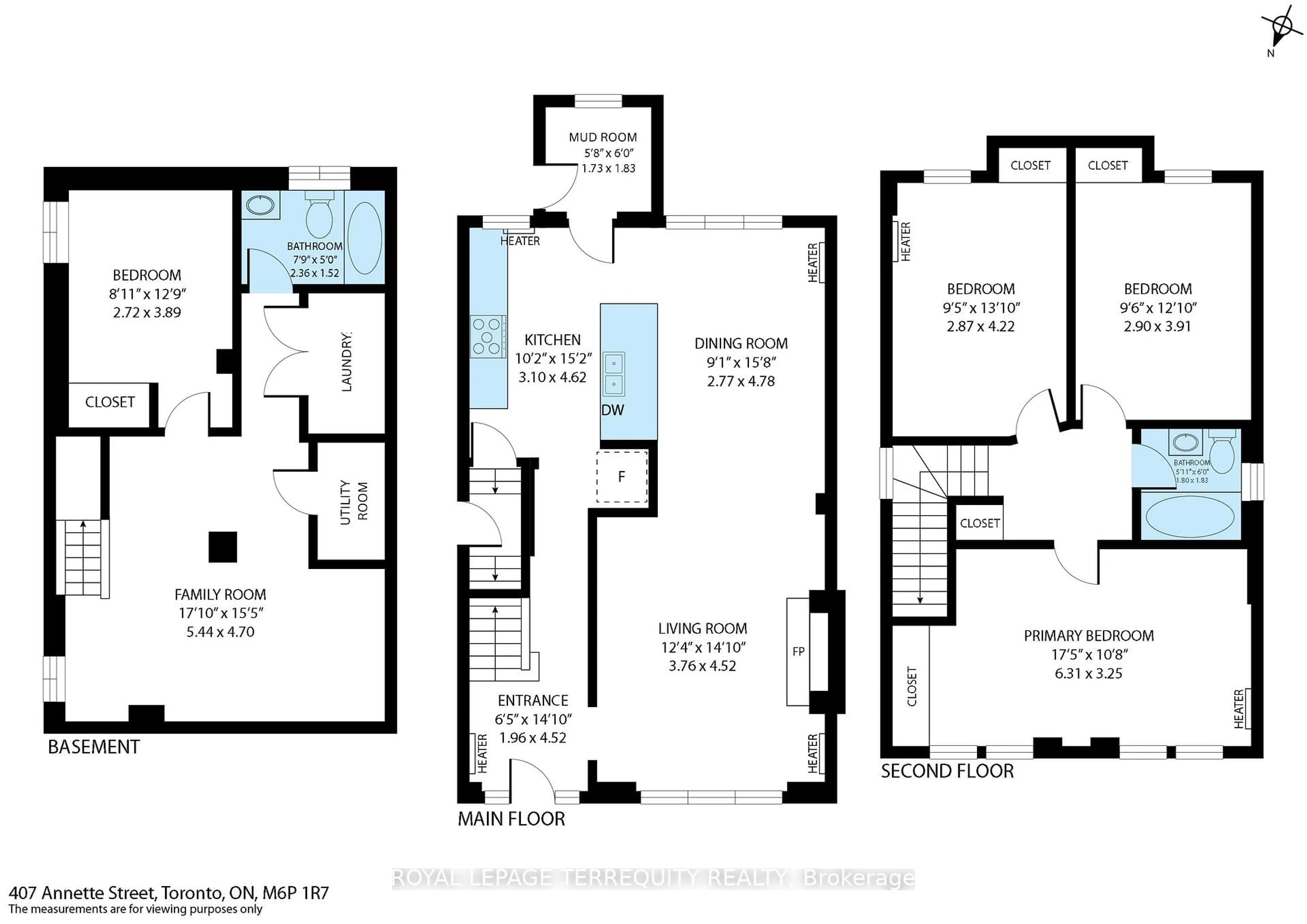 Floor plan for 407 Annette St, Toronto Ontario M6P 1R7