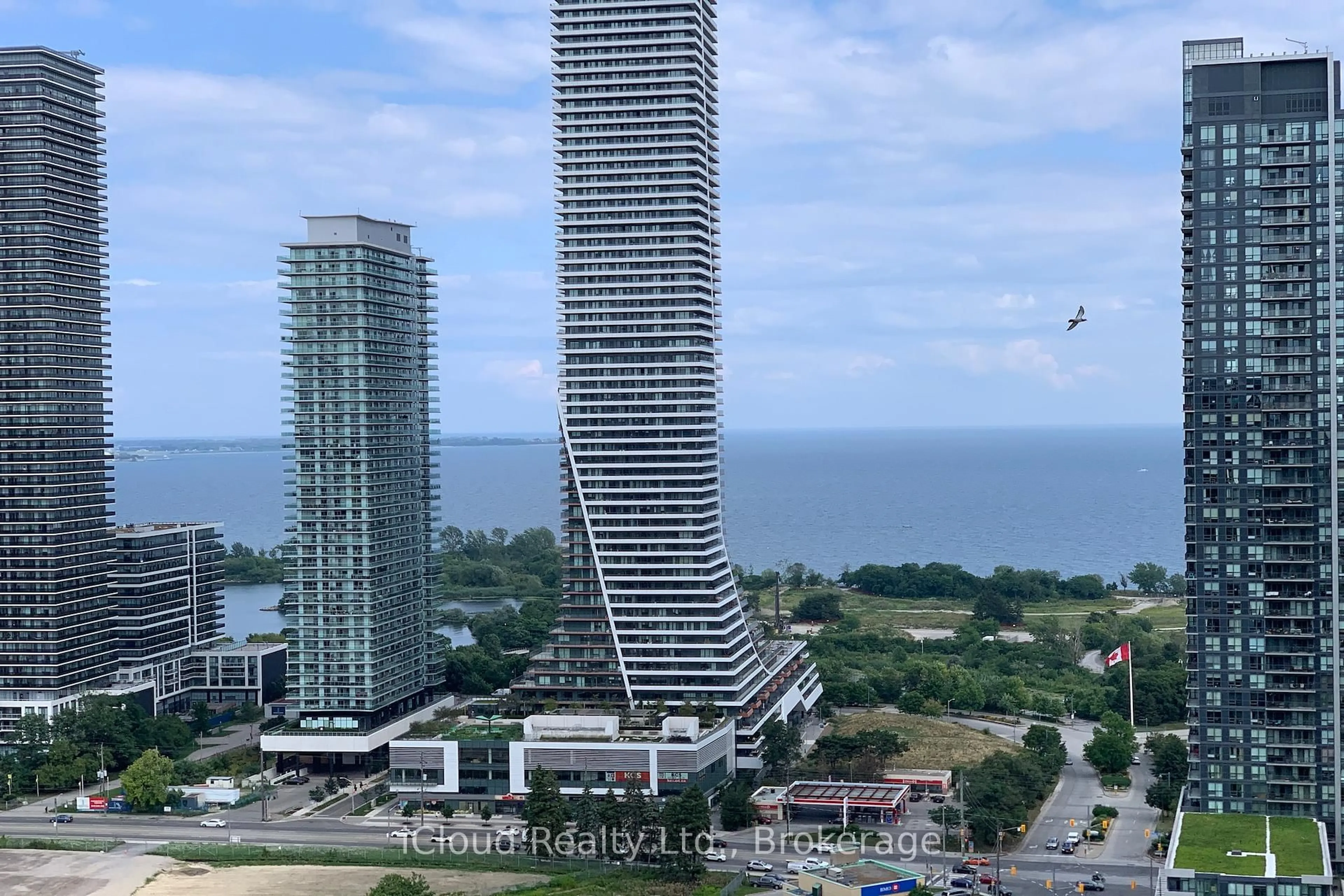 A pic from outside/outdoor area/front of a property/back of a property/a pic from drone, city buildings view from balcony for 90 Park Lawn #PH-3103, Toronto Ontario M8Y 0B6