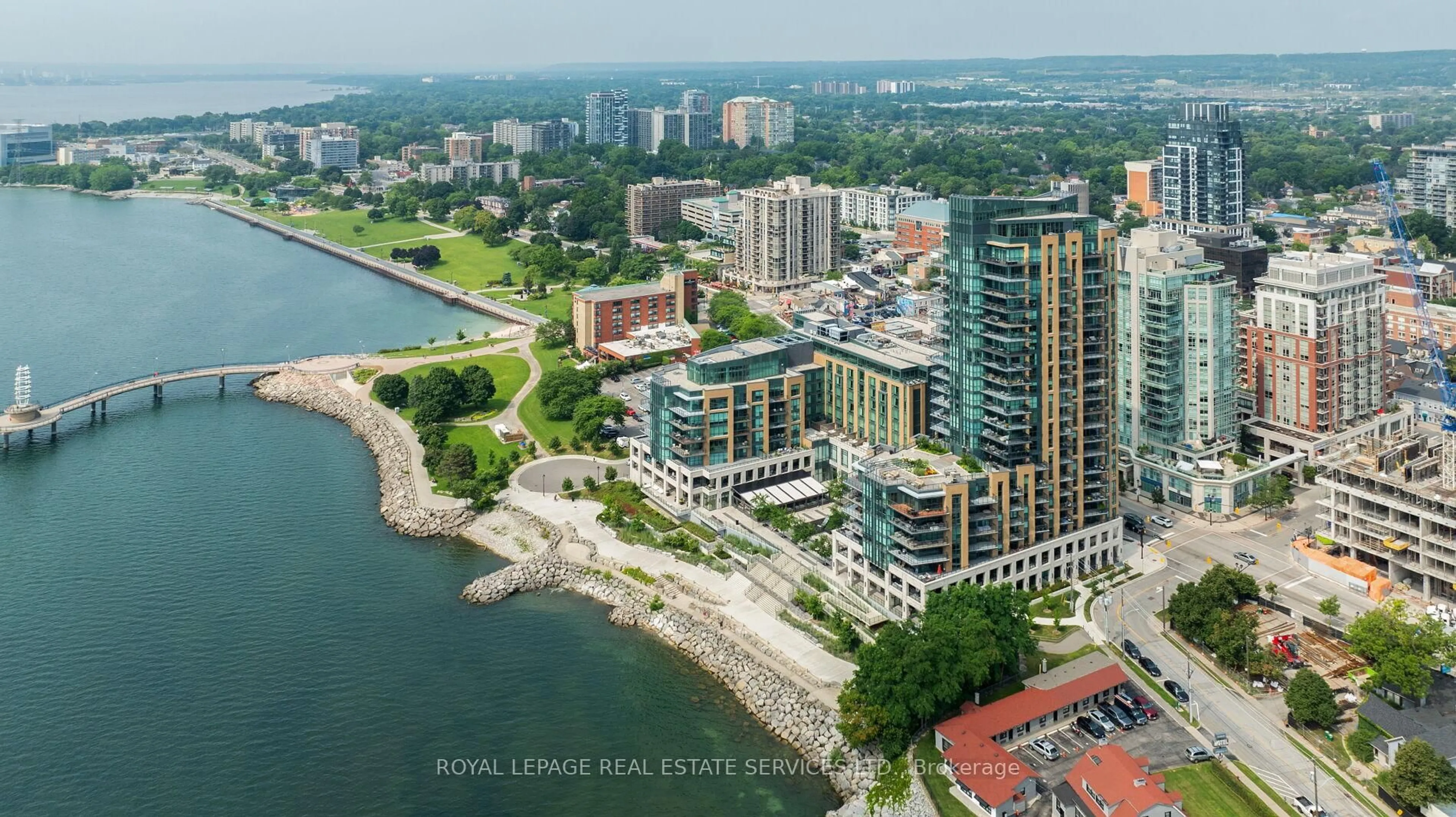 A pic from outside/outdoor area/front of a property/back of a property/a pic from drone, water/lake/river/ocean view for 2060 Lakeshore Rd #1802, Burlington Ontario L7R 0G2