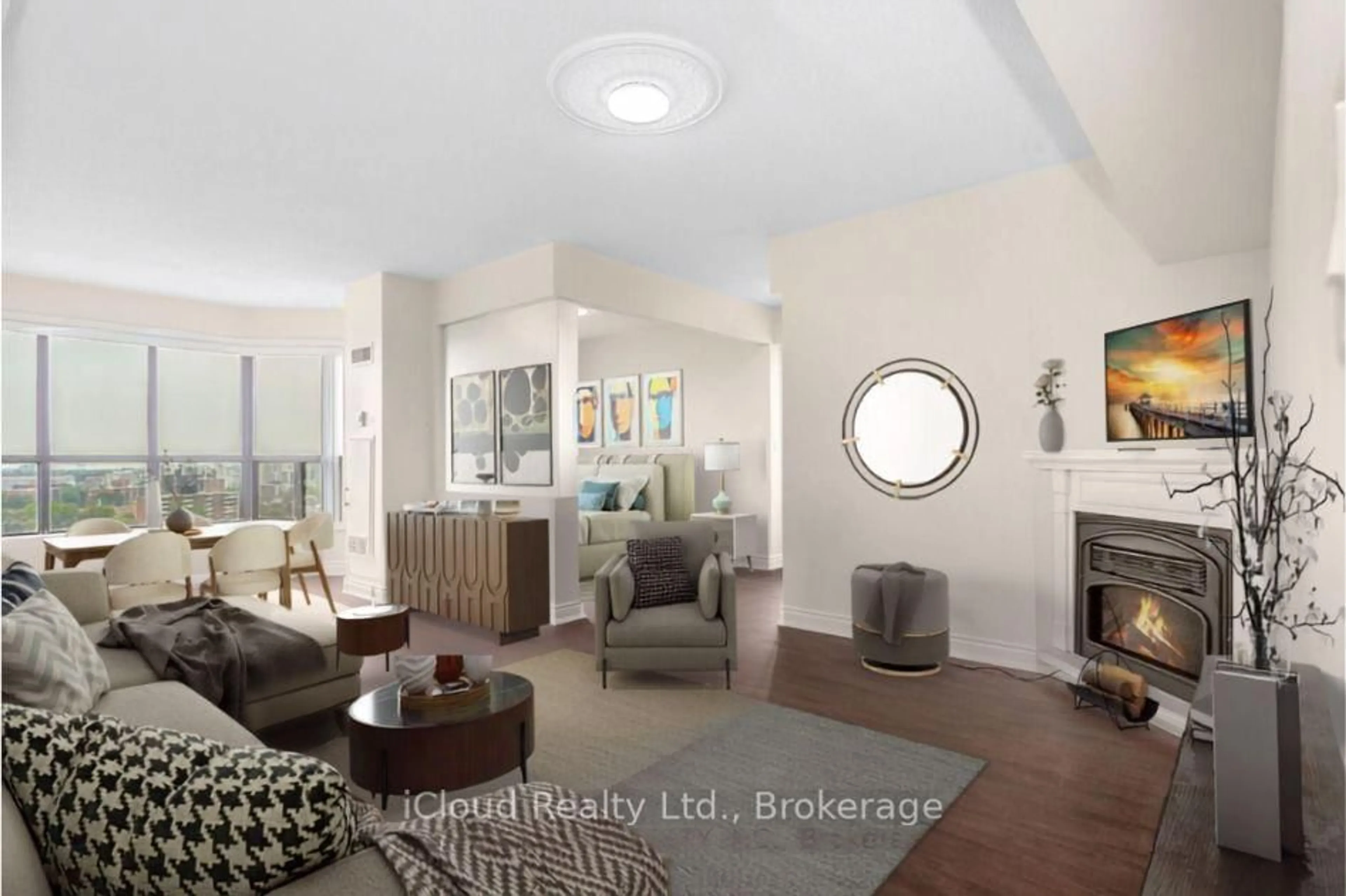 Living room with furniture, unknown for 25 Agnes St #Cy02 (1402), Mississauga Ontario L5B 3X7