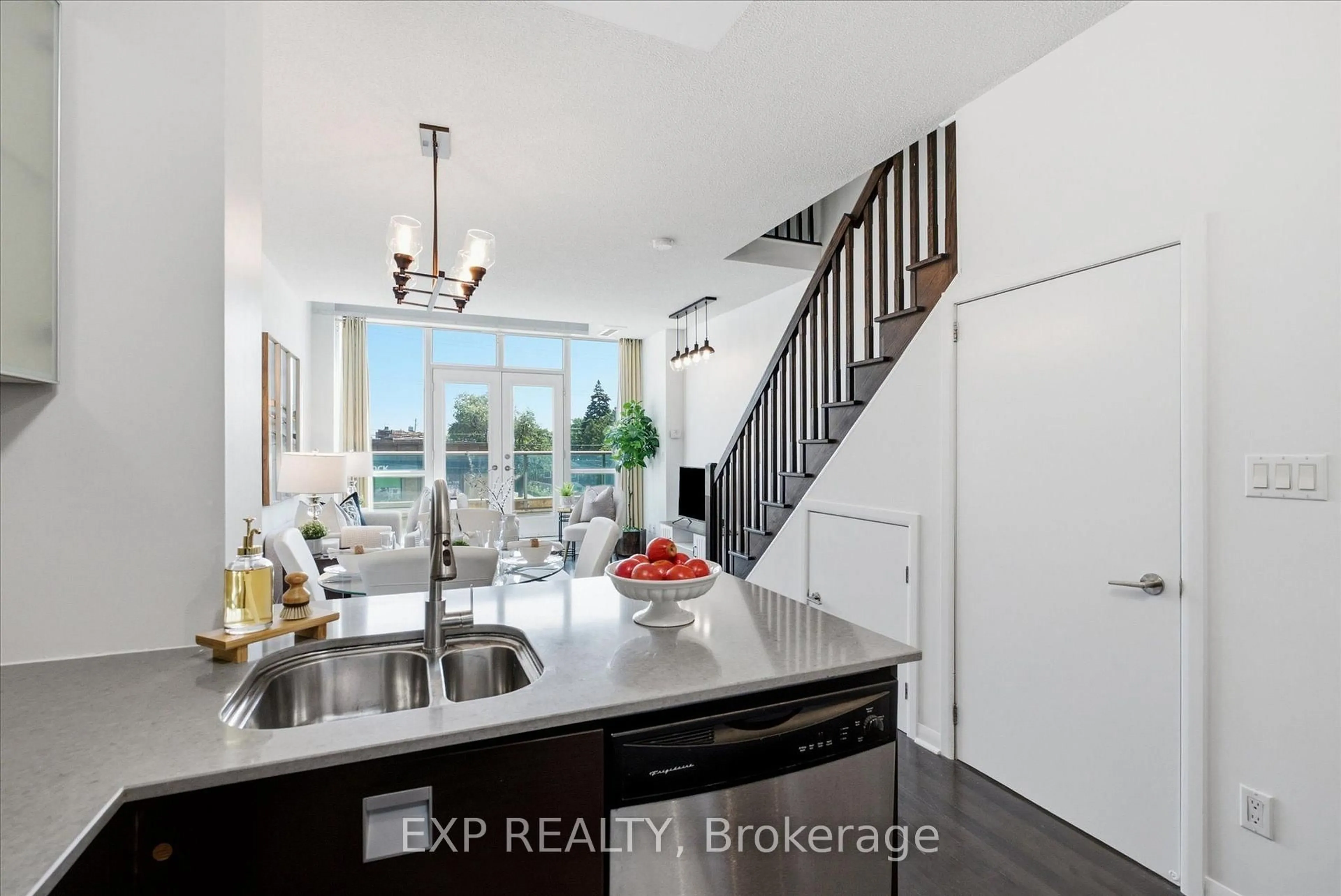 Open concept kitchen, ceramic/tile floor for 3391 Bloor St #221, Toronto Ontario M8X 1G3