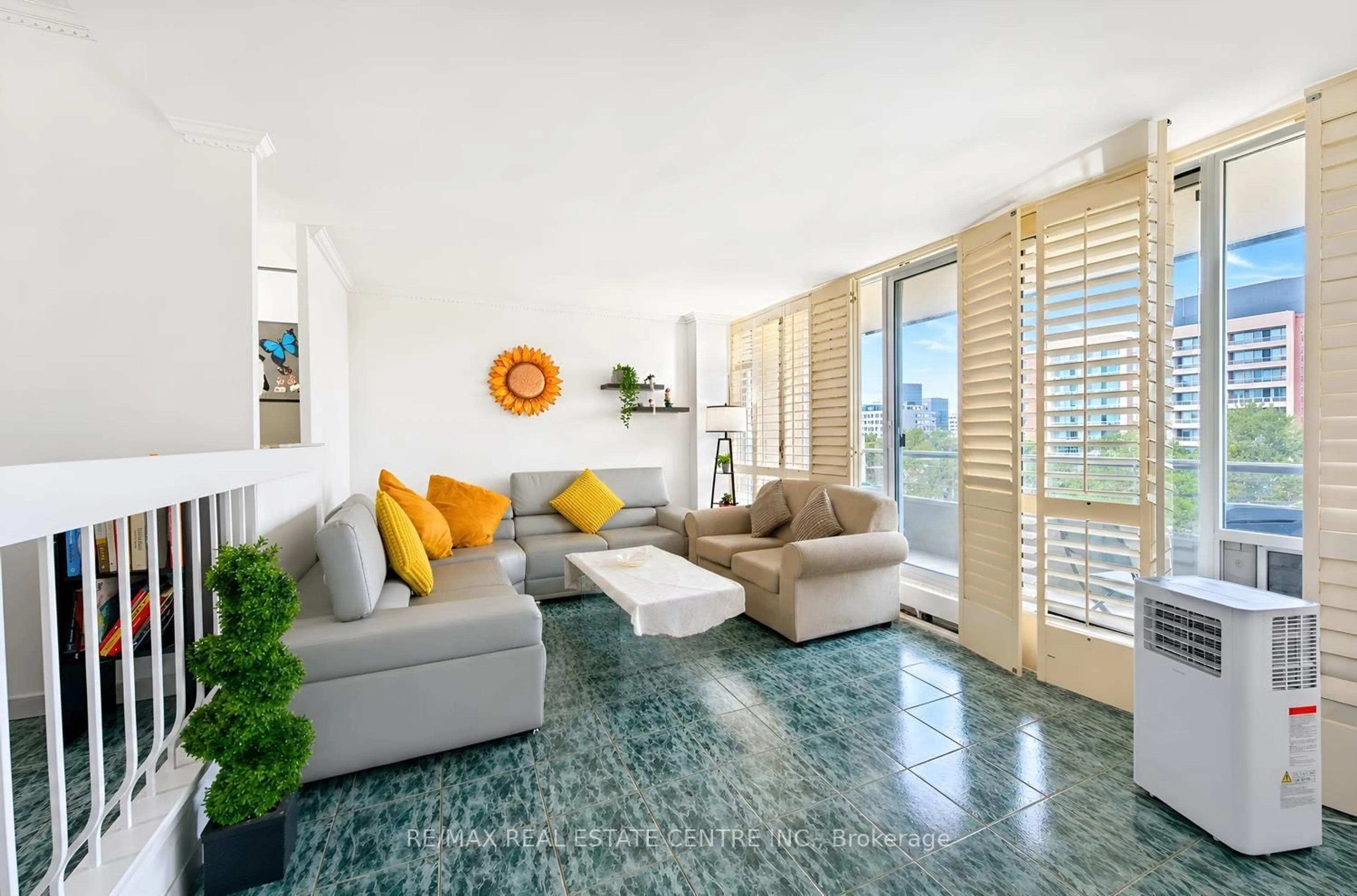 Living room with furniture, ceramic/tile floor for 25 Four Winds Dr #603, Toronto Ontario M3J 1K8