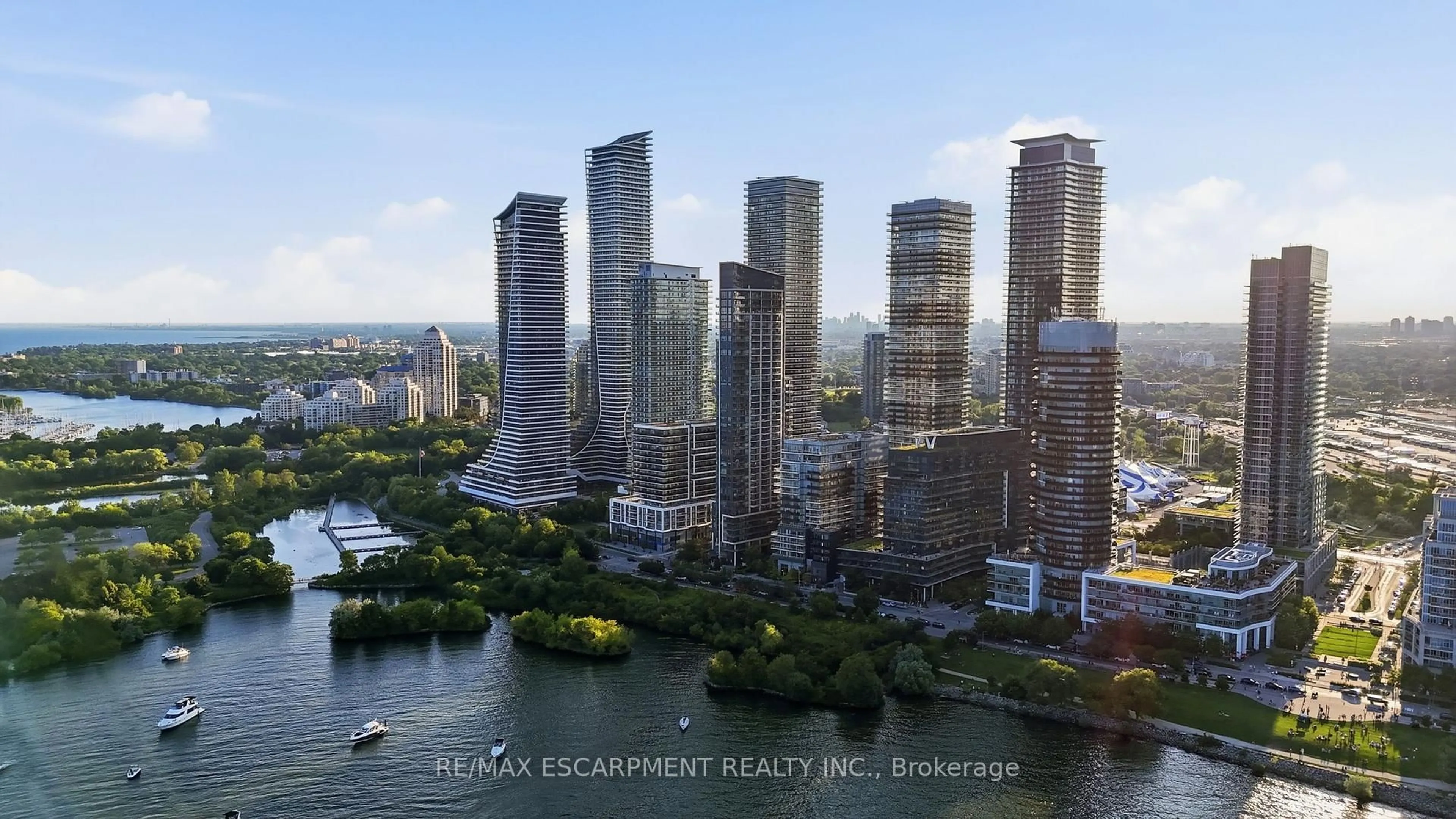 A pic from outside/outdoor area/front of a property/back of a property/a pic from drone, water/lake/river/ocean view for 38 Annie Craig Dr #3906, Toronto Ontario M8V 0G9