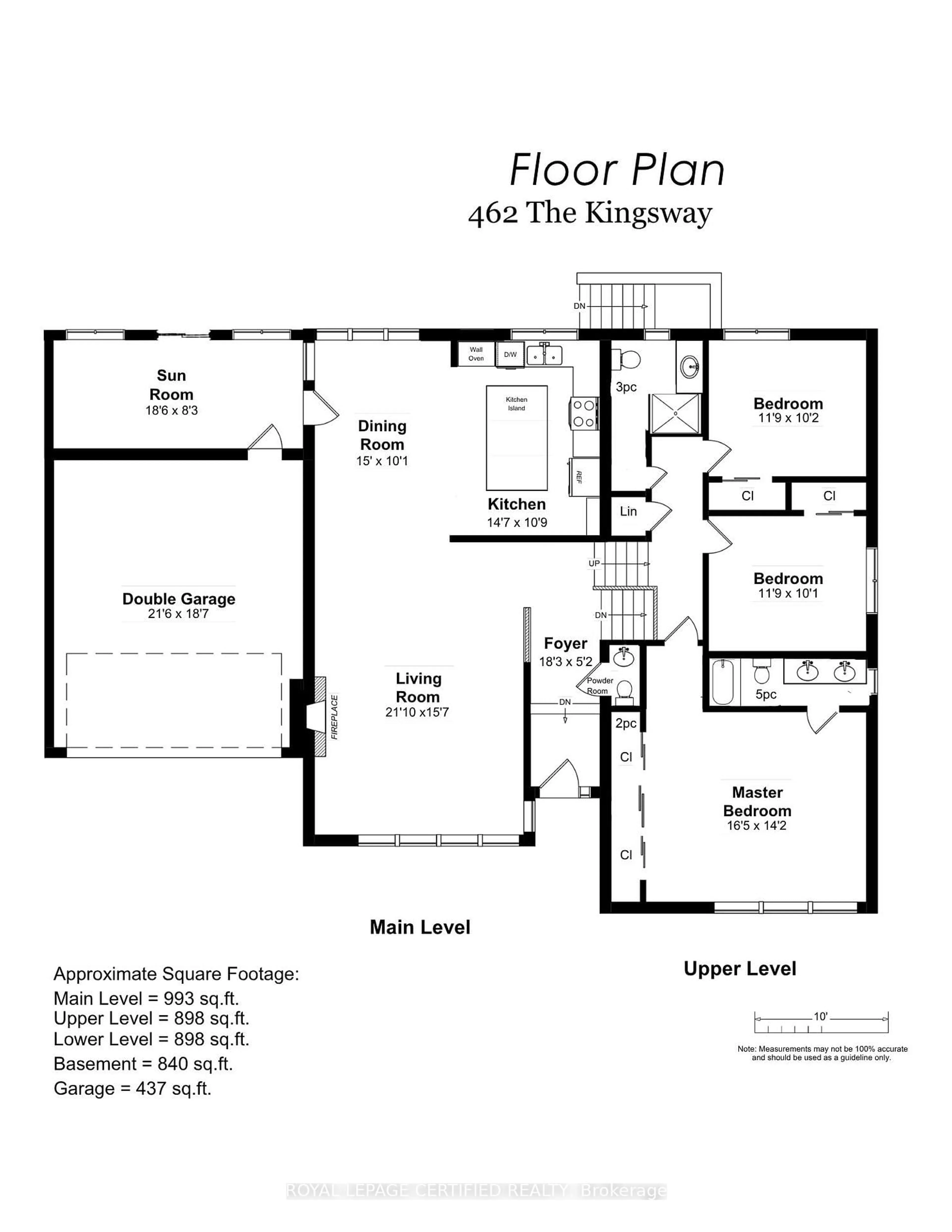 Floor plan for 462 The Kingsway, Toronto Ontario M9A 3W4