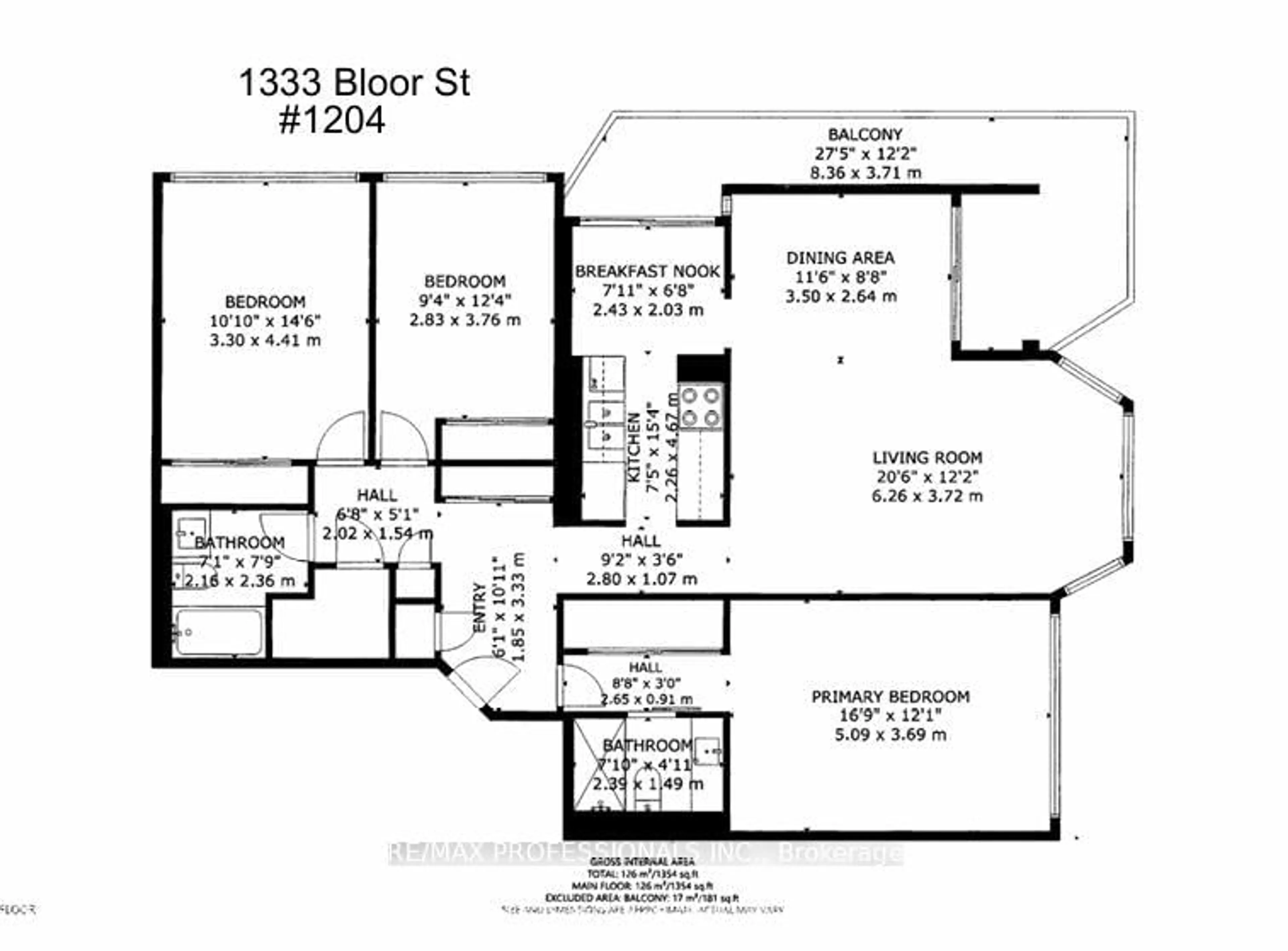 Floor plan for 1333 Bloor St #1204, Mississauga Ontario L4Y 3T6