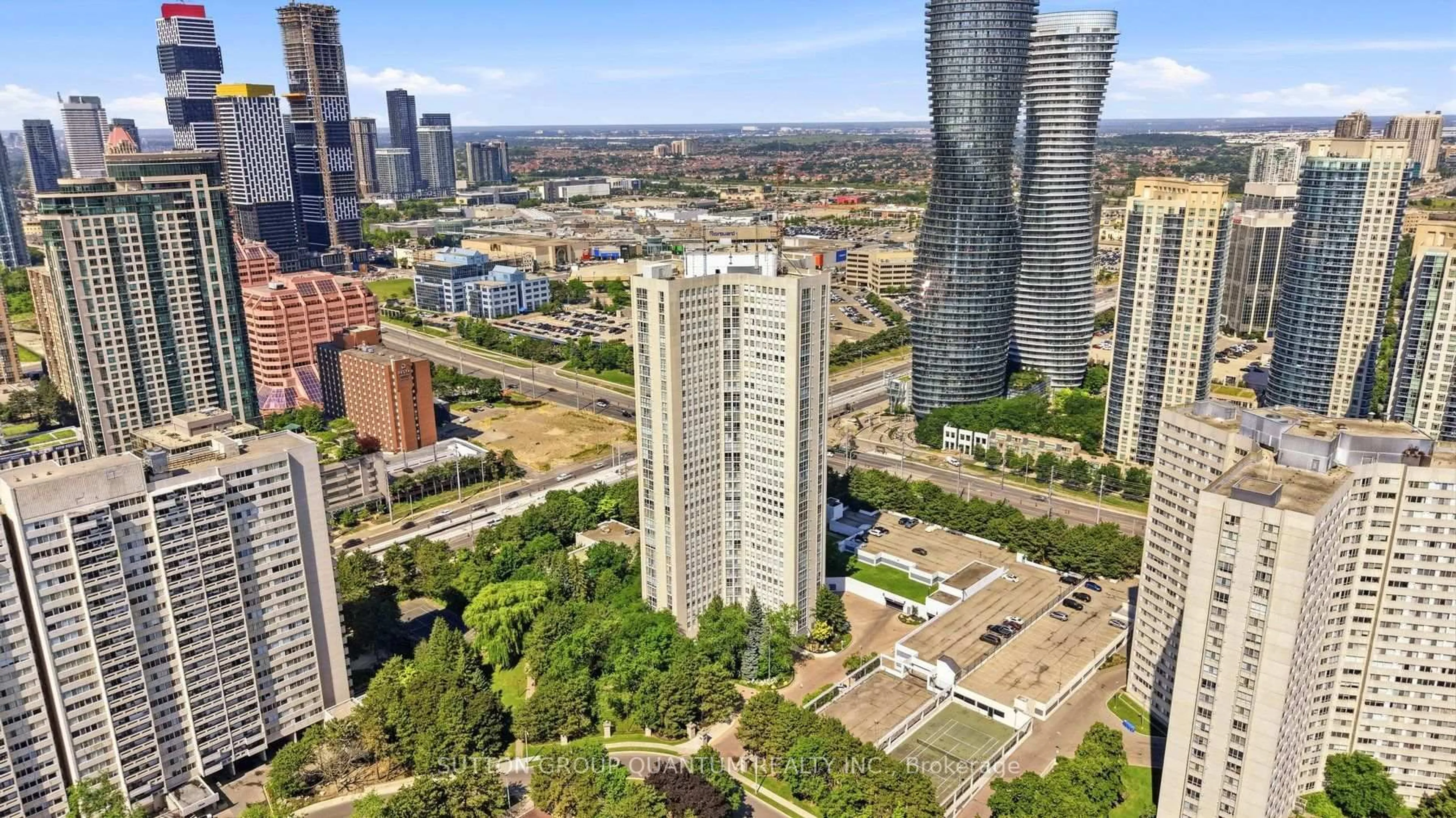 A pic from outside/outdoor area/front of a property/back of a property/a pic from drone, city buildings view from balcony for 3650 Kaneff Cres #304, Mississauga Ontario L5A 4A1