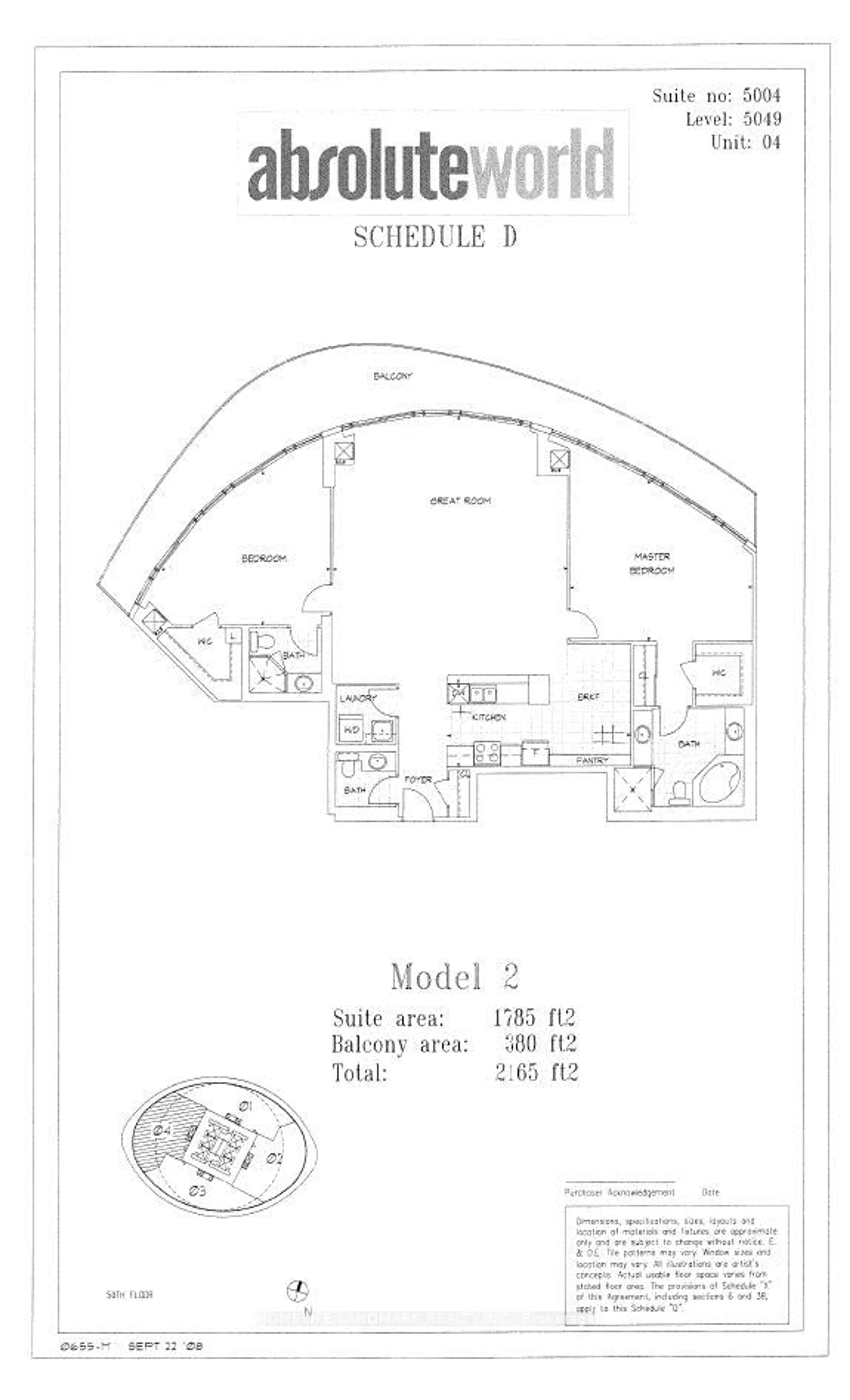 Floor plan for 50 Absolute Ave #Ph 5004, Mississauga Ontario L4Z 0A8