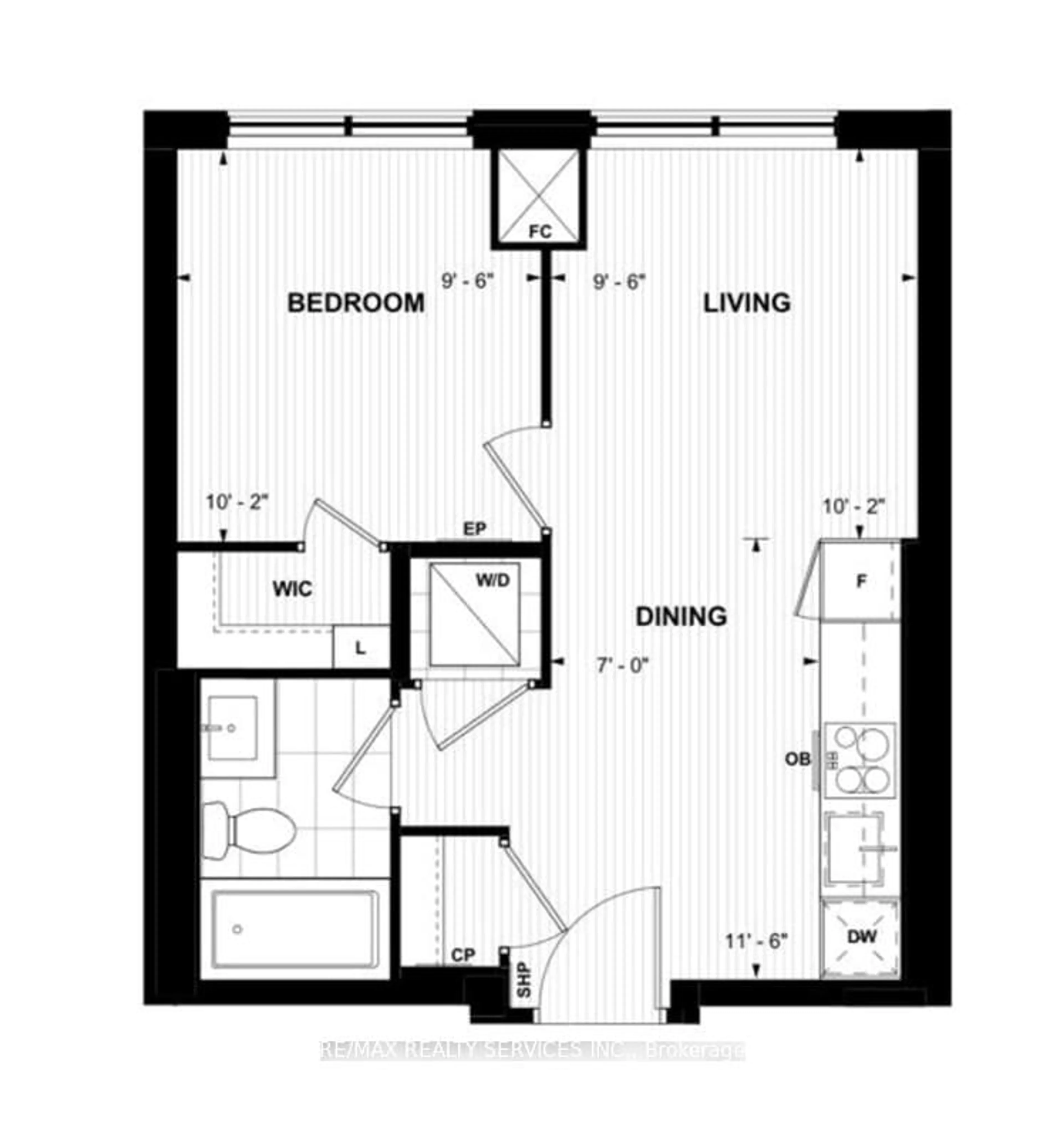 Floor plan for 60 Central Park Road Way #1405, Toronto Ontario M9A 3K1