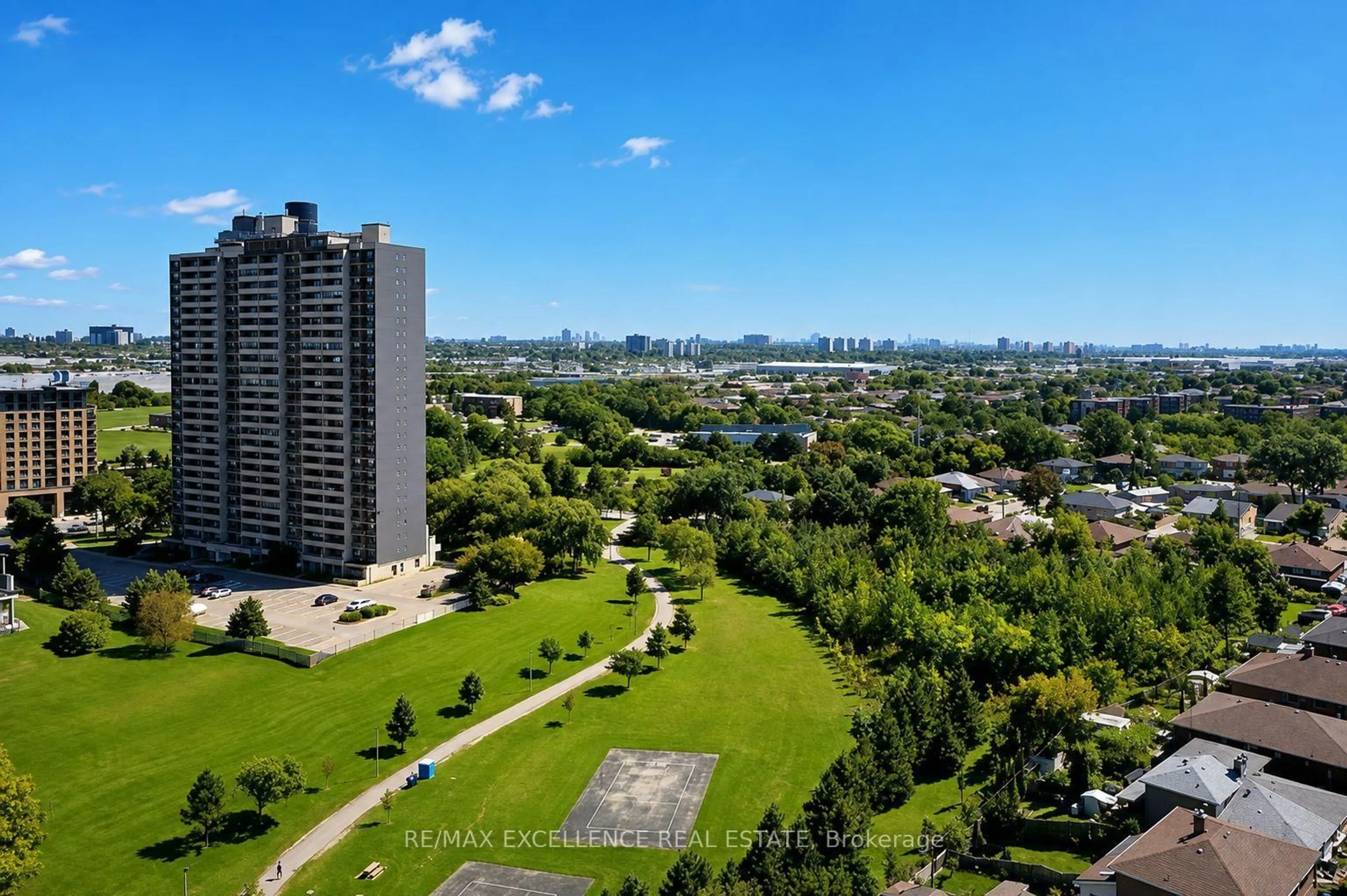 A pic from outside/outdoor area/front of a property/back of a property/a pic from drone, city buildings view from balcony for 3390 Weston Rd #2105, Toronto Ontario M9M 2X3