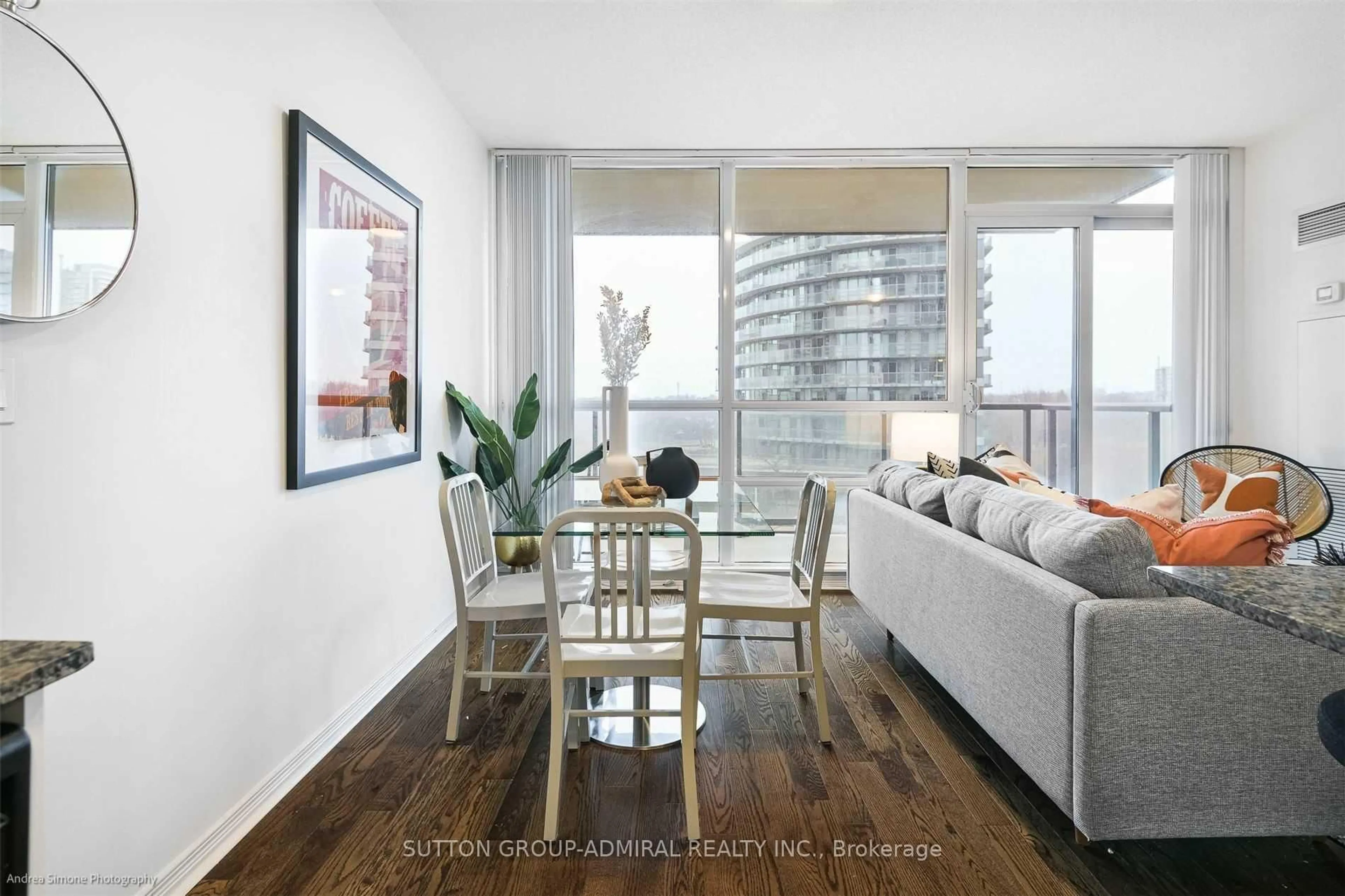 Living room with furniture, wood/laminate floor for 2230 Lake Shore Blvd #603, Toronto Ontario M8V 0B2