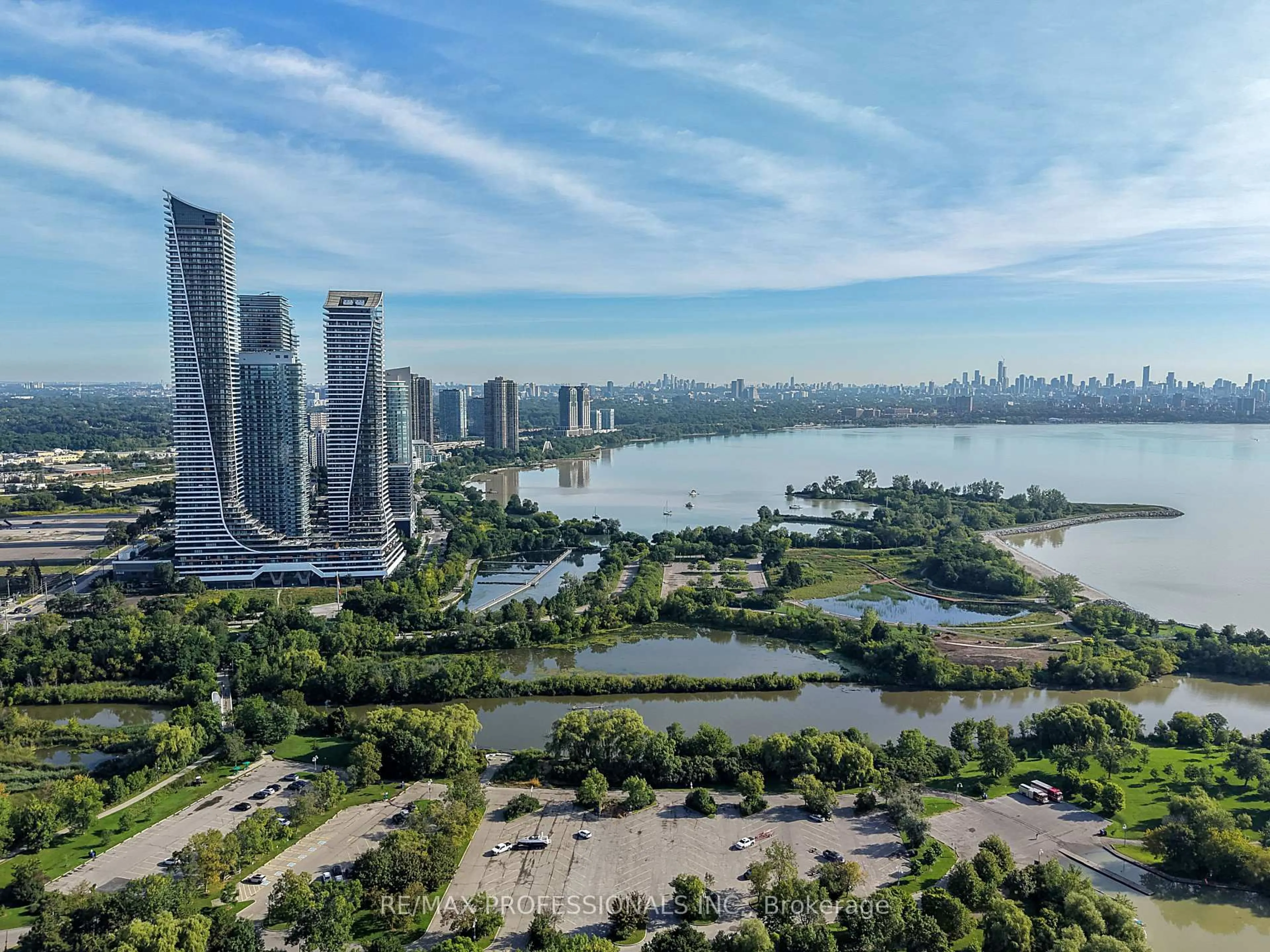 A pic from outside/outdoor area/front of a property/back of a property/a pic from drone, water/lake/river/ocean view for 30 Shore Breeze Dr #2418, Toronto Ontario M8V 0J1