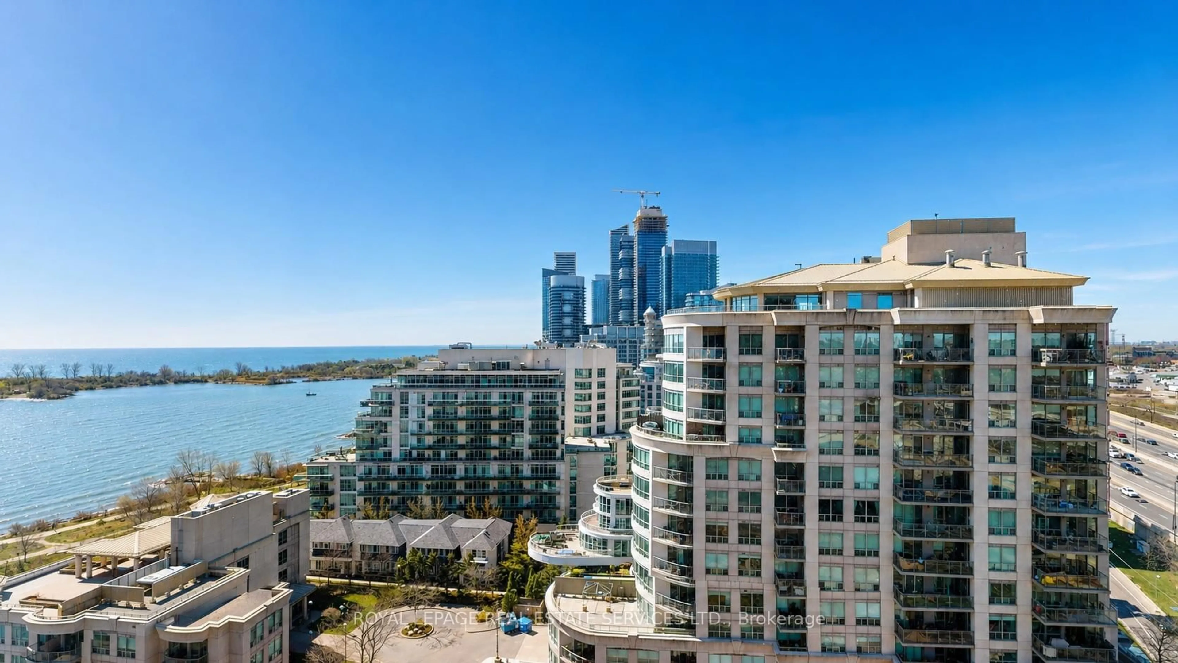 Balcony in the apartment, city buildings view from balcony for 2045 Lake Shore Blvd #1607, Toronto Ontario M8V 2Z6