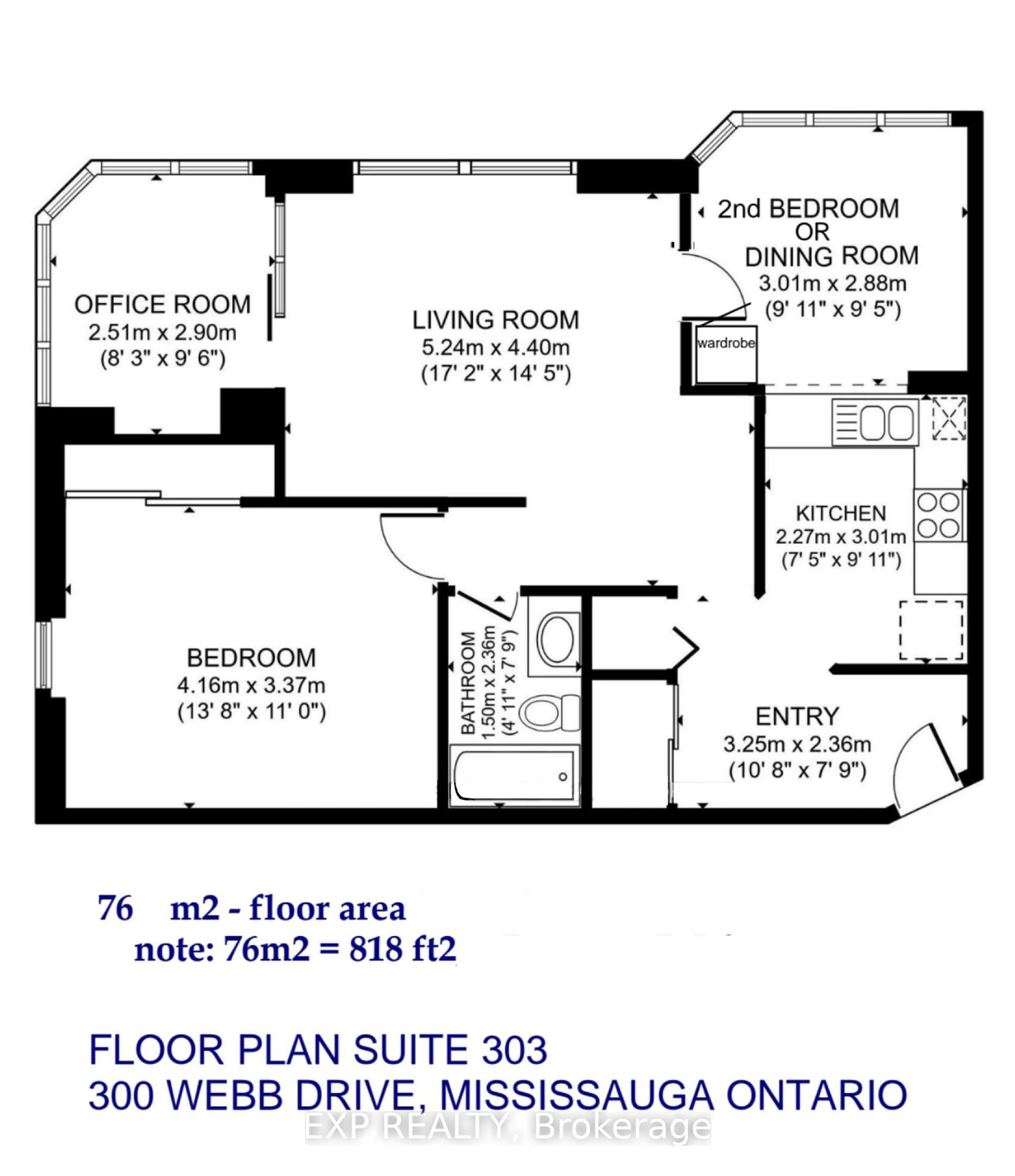 Floor plan for 300 Webb Dr #303, Mississauga Ontario L5B 3W3