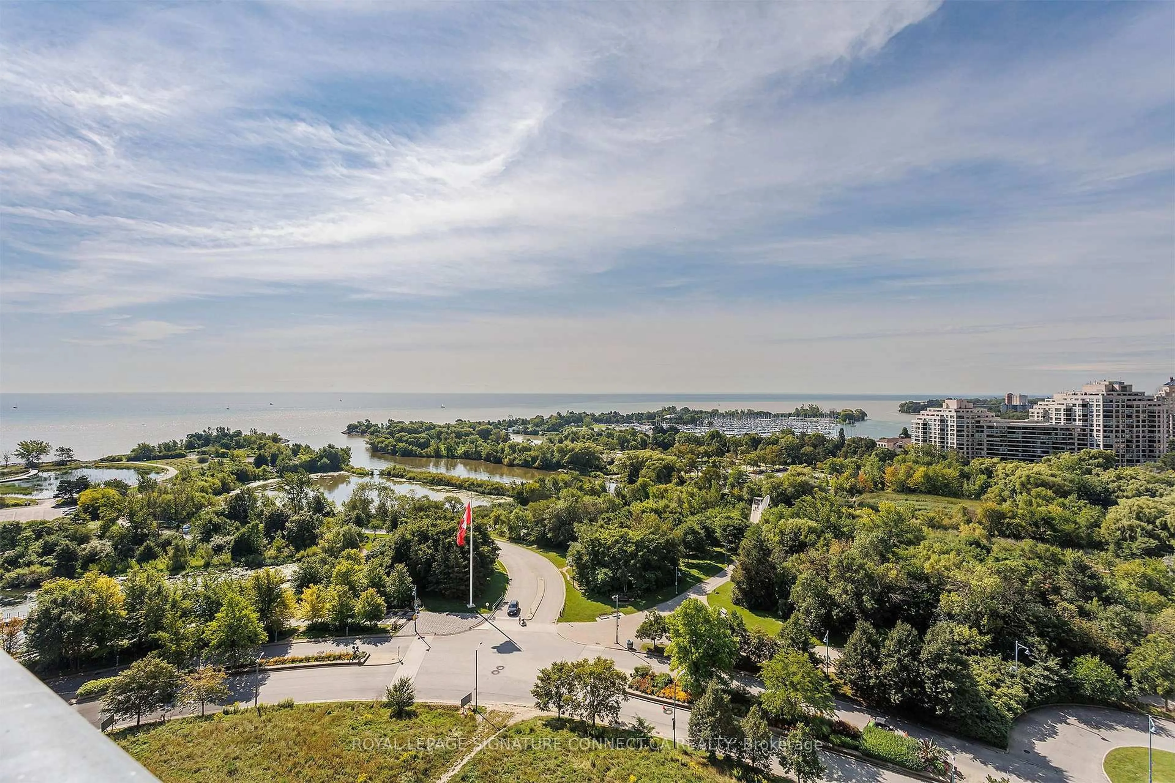 A pic from outside/outdoor area/front of a property/back of a property/a pic from drone, water/lake/river/ocean view for 30 Shore Breeze Dr #1319, Toronto Ontario M8V 1A1