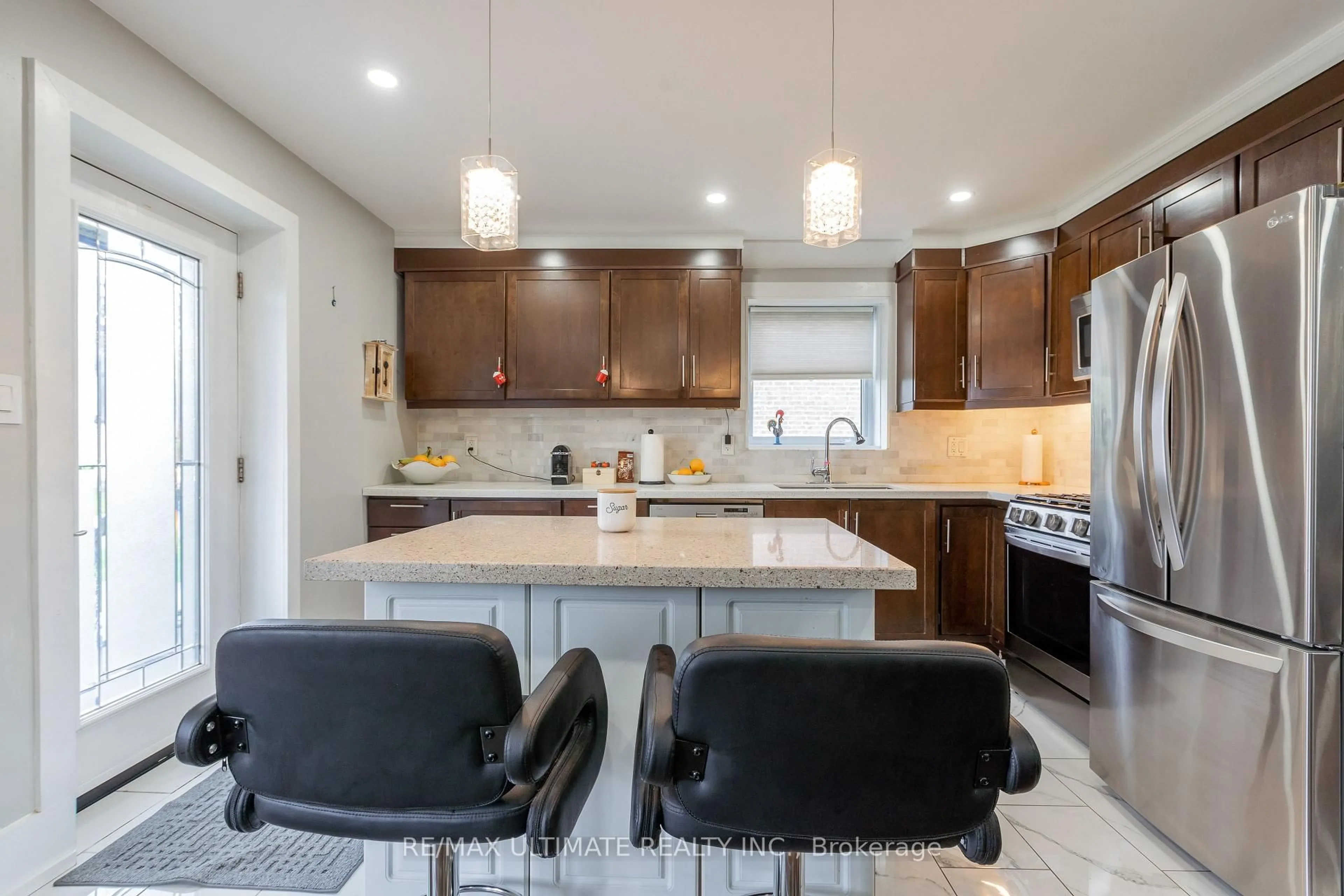 Open concept kitchen, ceramic/tile floor for 14 Nordale Cres, Toronto Ontario M6M 3A1