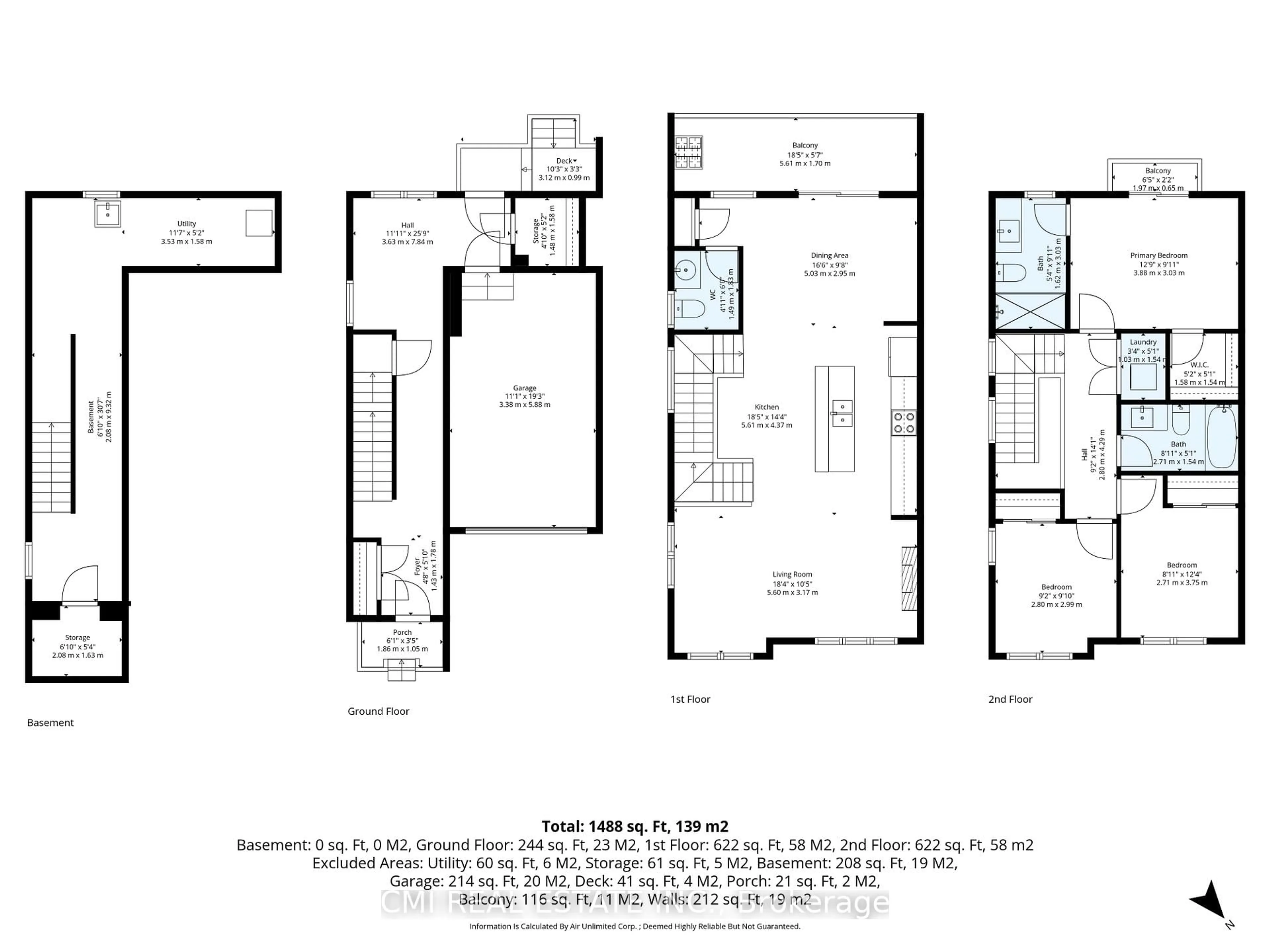 Floor plan for 64 Folcroft St, Brampton Ontario L6Y 0B6