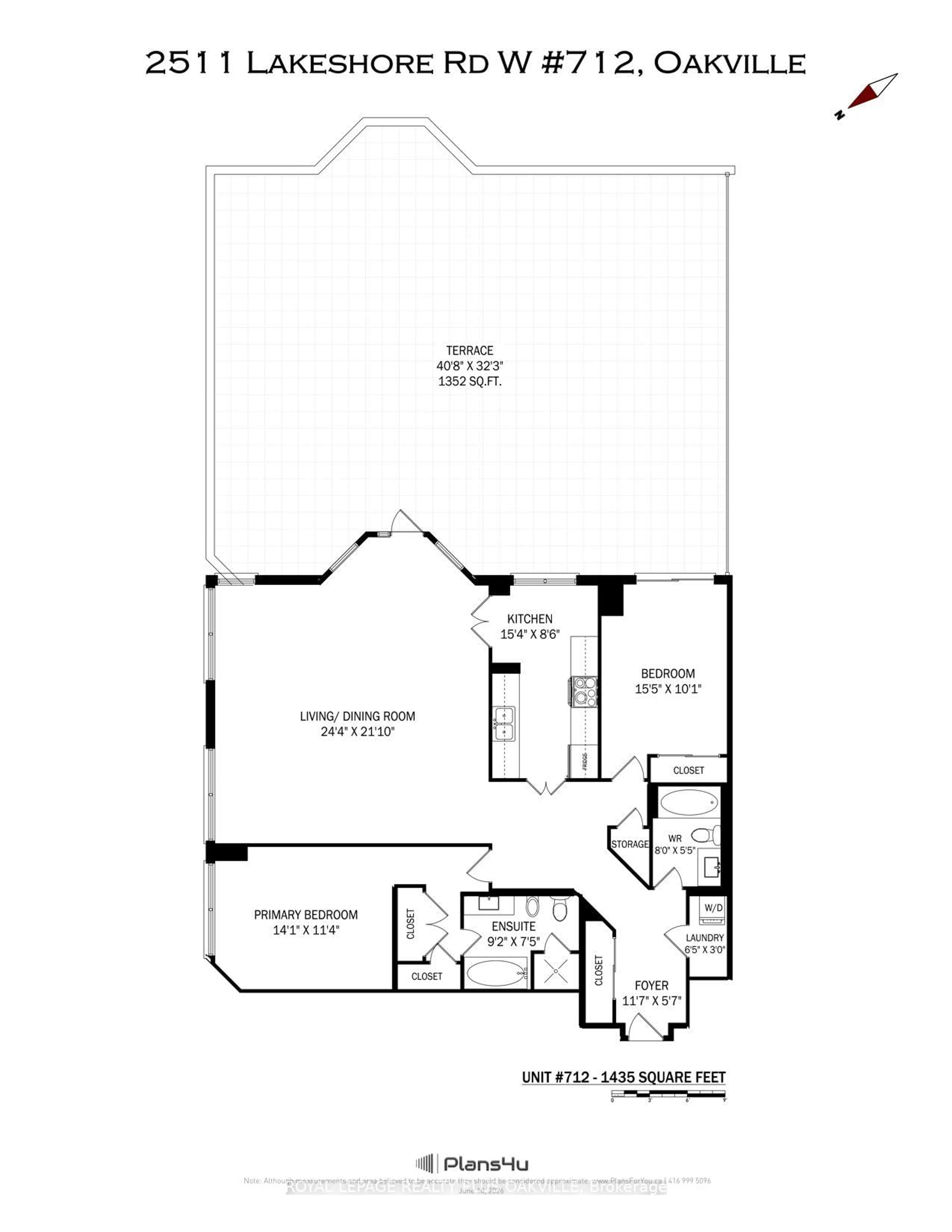 Floor plan for 2511 Lakeshore Rd #712, Oakville Ontario L6L 6L9