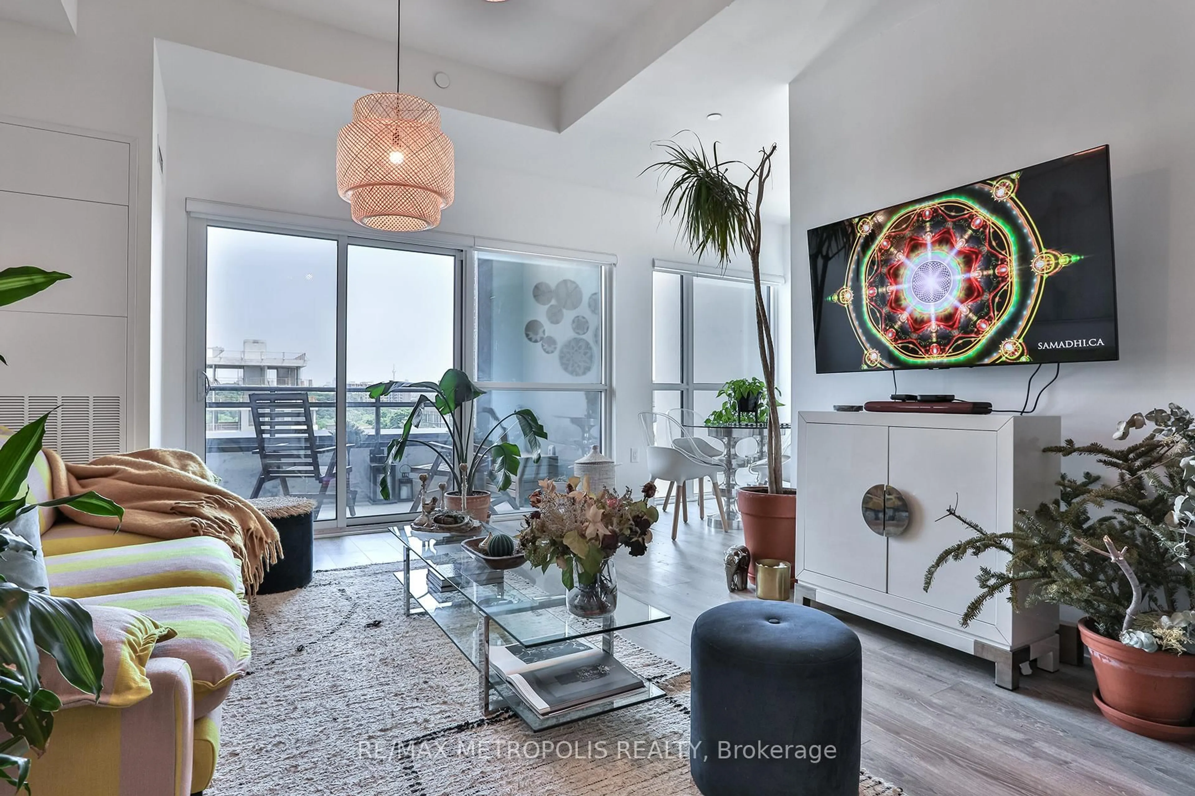 Living room with furniture, unknown for 25 Neighbourhood Lane #703, Toronto Ontario M8Y 0C4