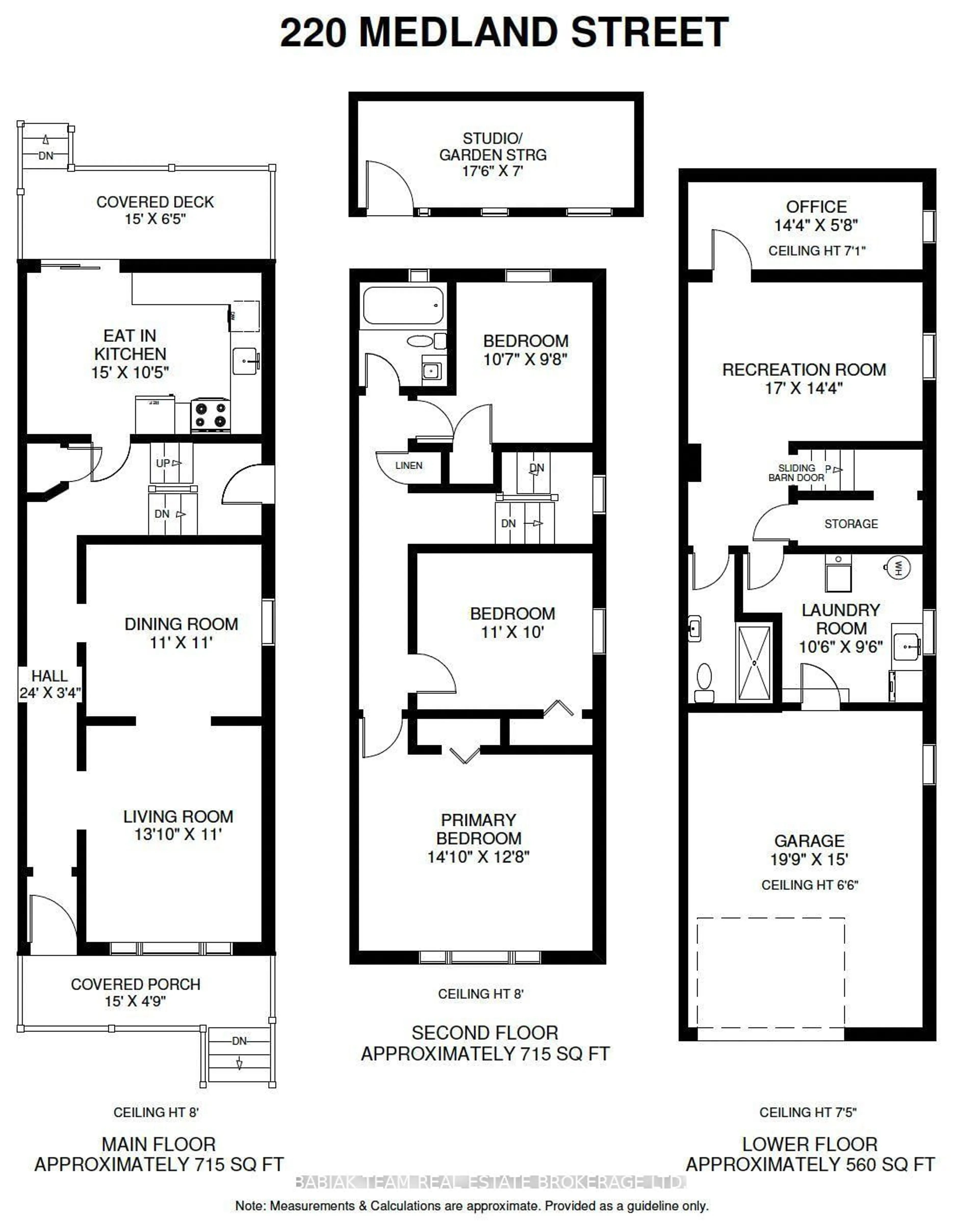 Floor plan for 220 Medland St, Toronto Ontario M6P 2N7