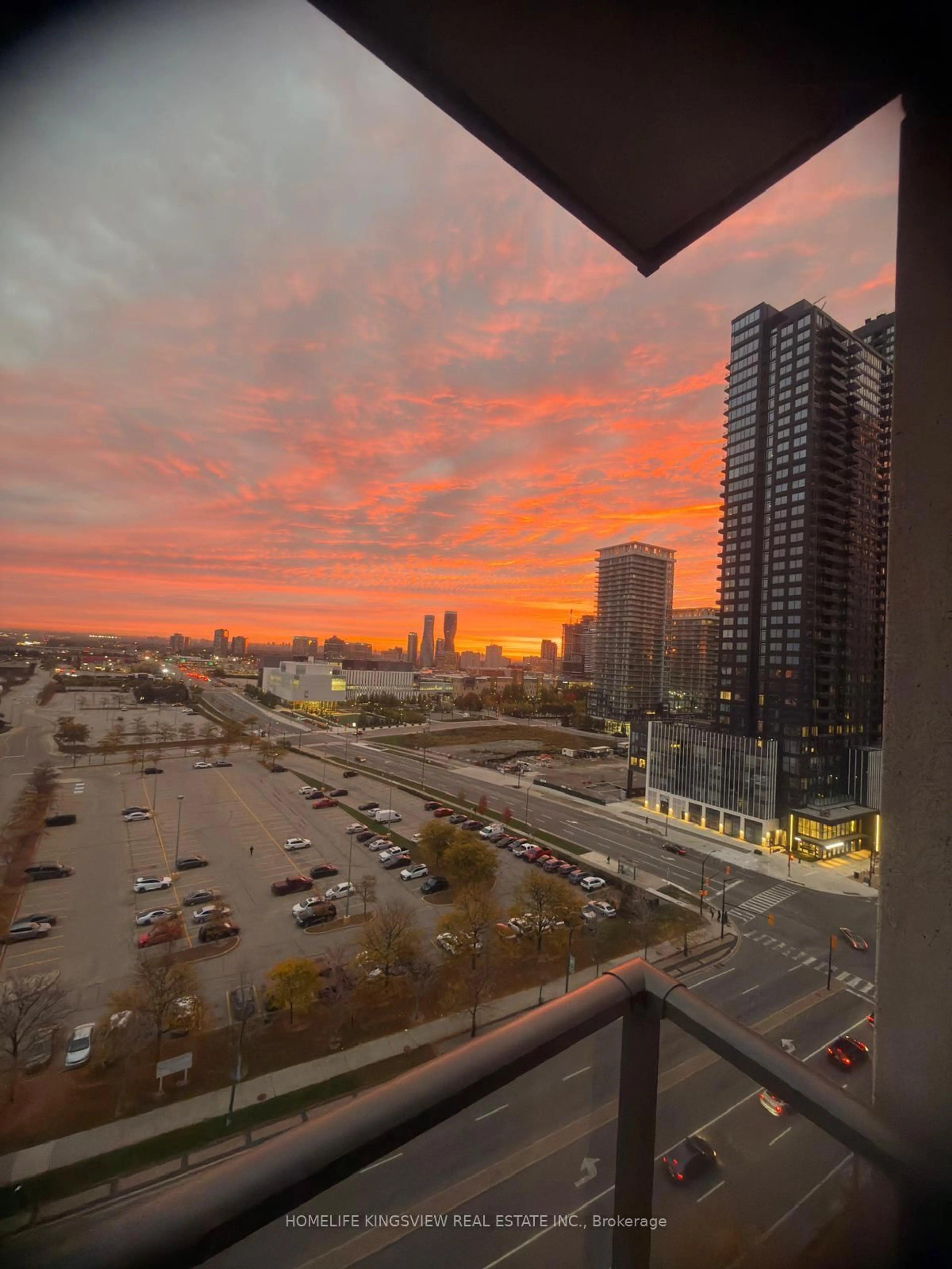 Balcony in the apartment, city buildings view from balcony for 339 Rathburn Rd #1501, Mississauga Ontario L5B 0K6