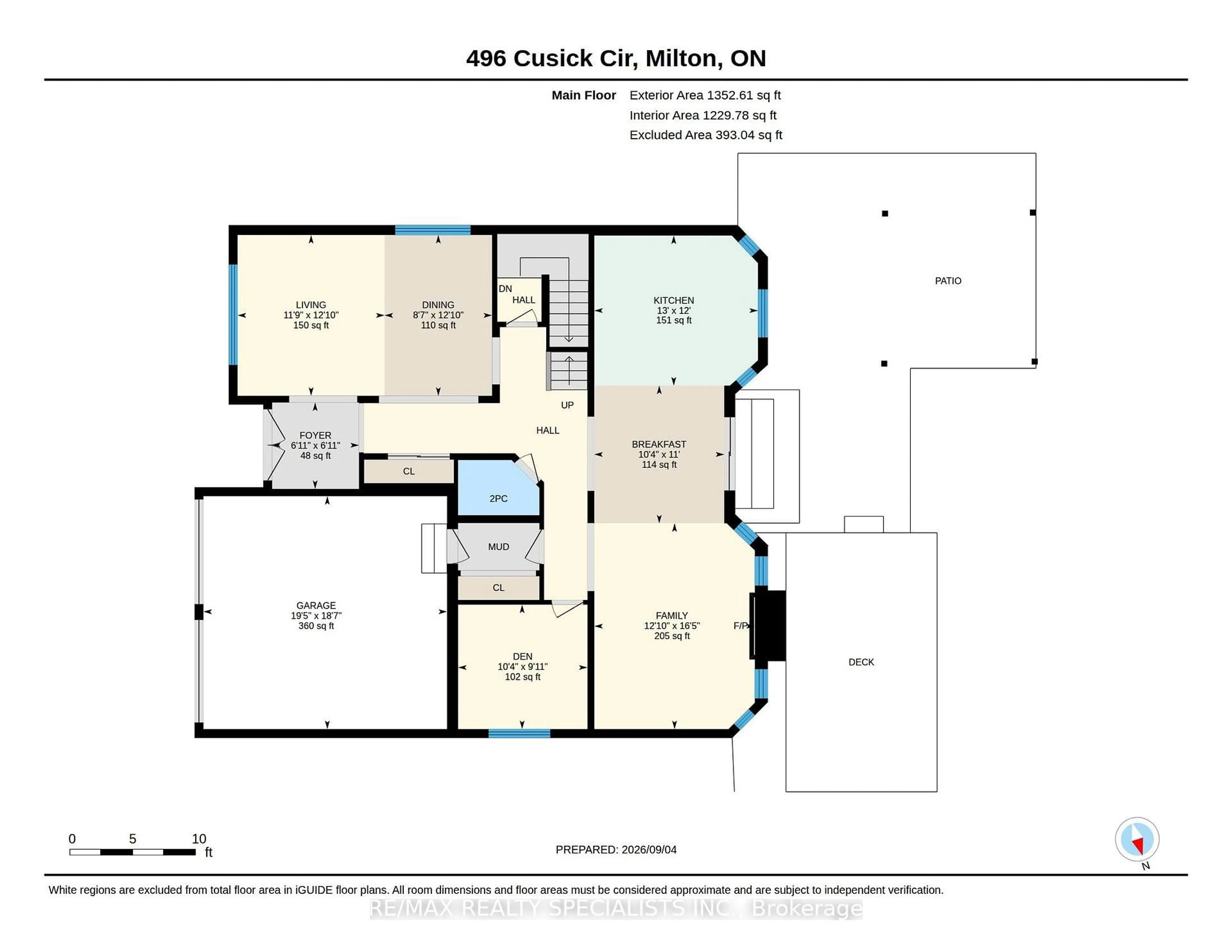 Floor plan for 496 Cusick Circ, Milton Ontario L9T 0M9