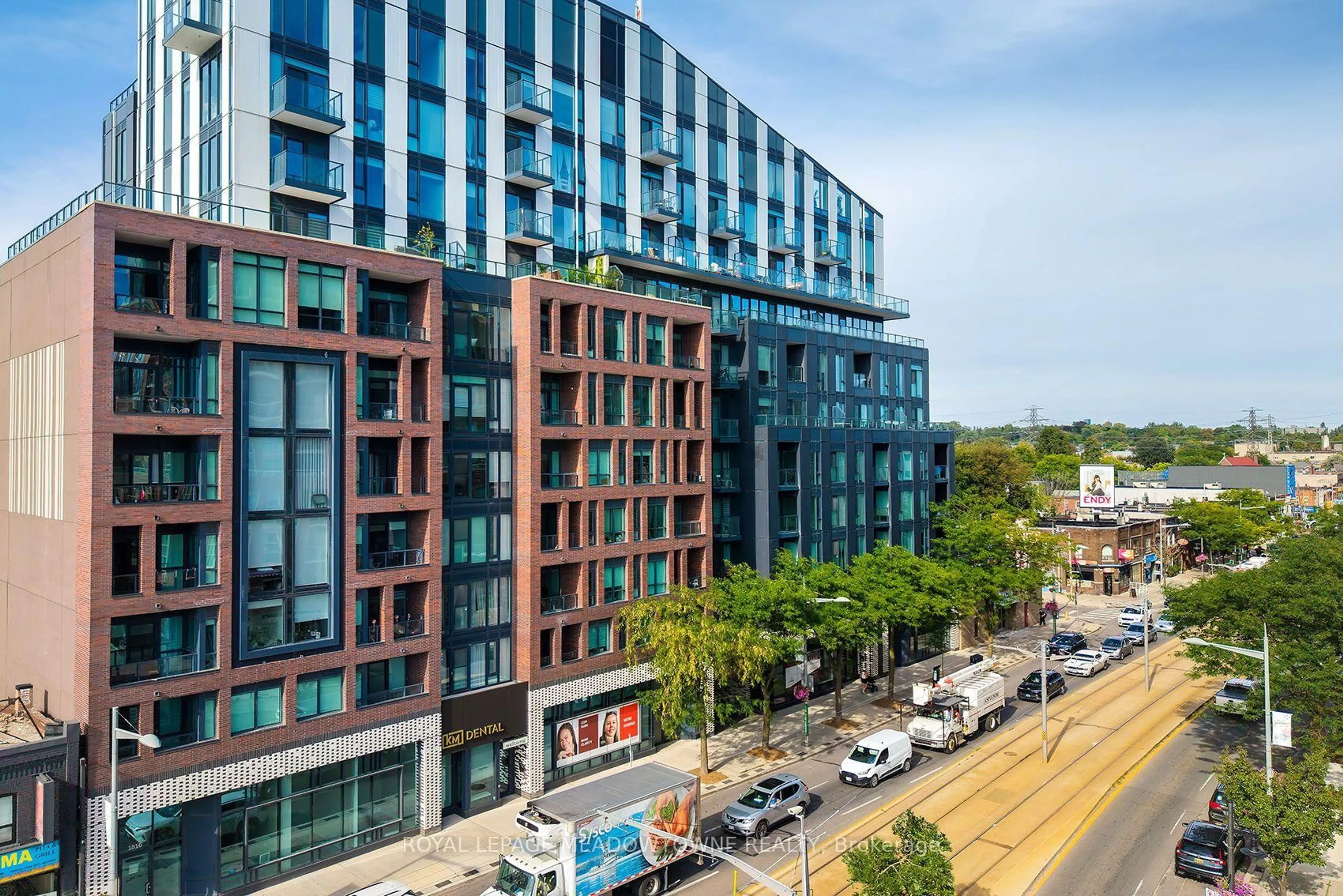 A pic from outside/outdoor area/front of a property/back of a property/a pic from drone, city buildings view from balcony for 1808 St. Clair Ave #712, Toronto Ontario M6N 1J5
