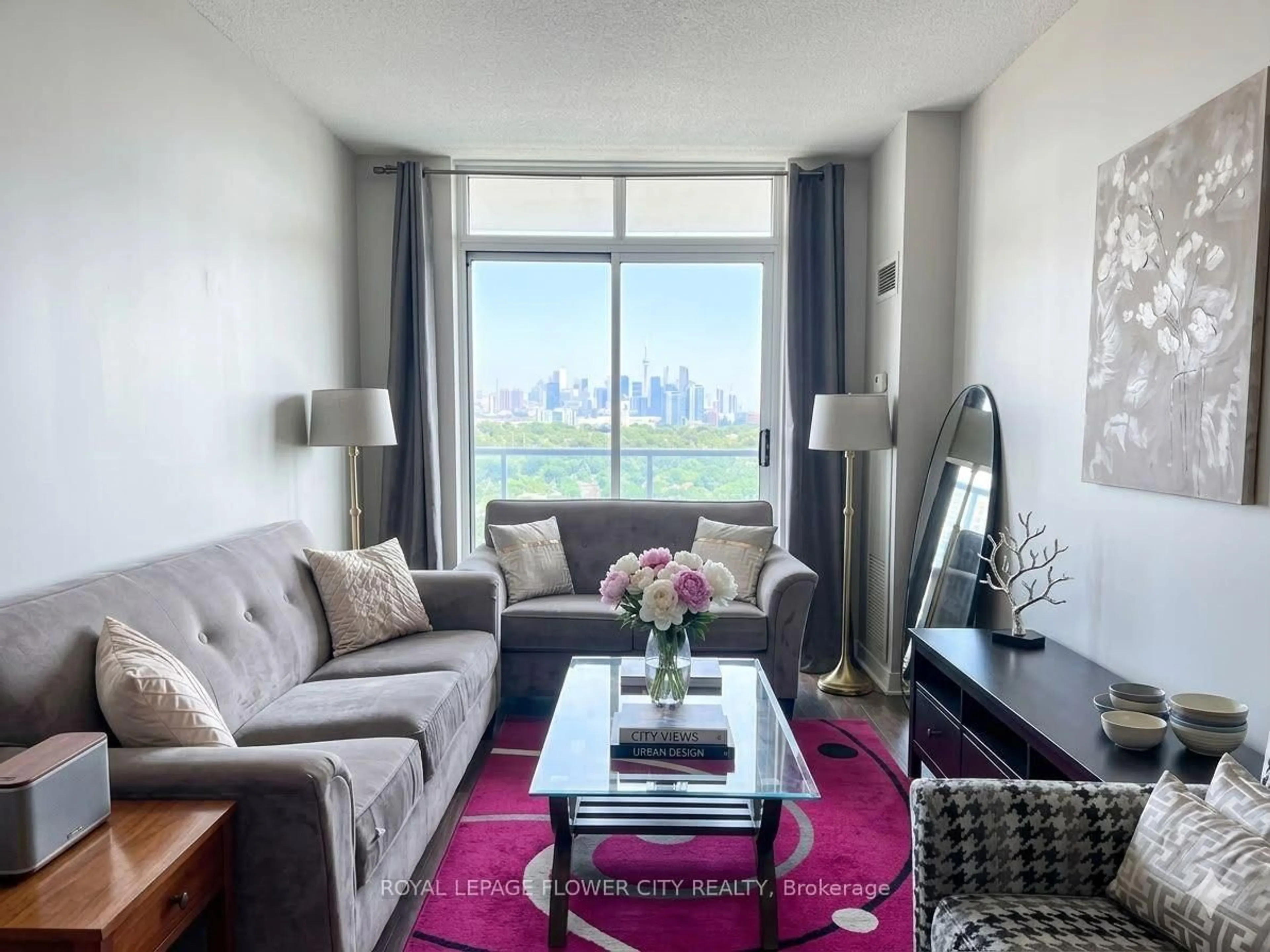 Living room with furniture, unknown for 90 Absolute Ave #1405, Mississauga Ontario L4Z 0A3