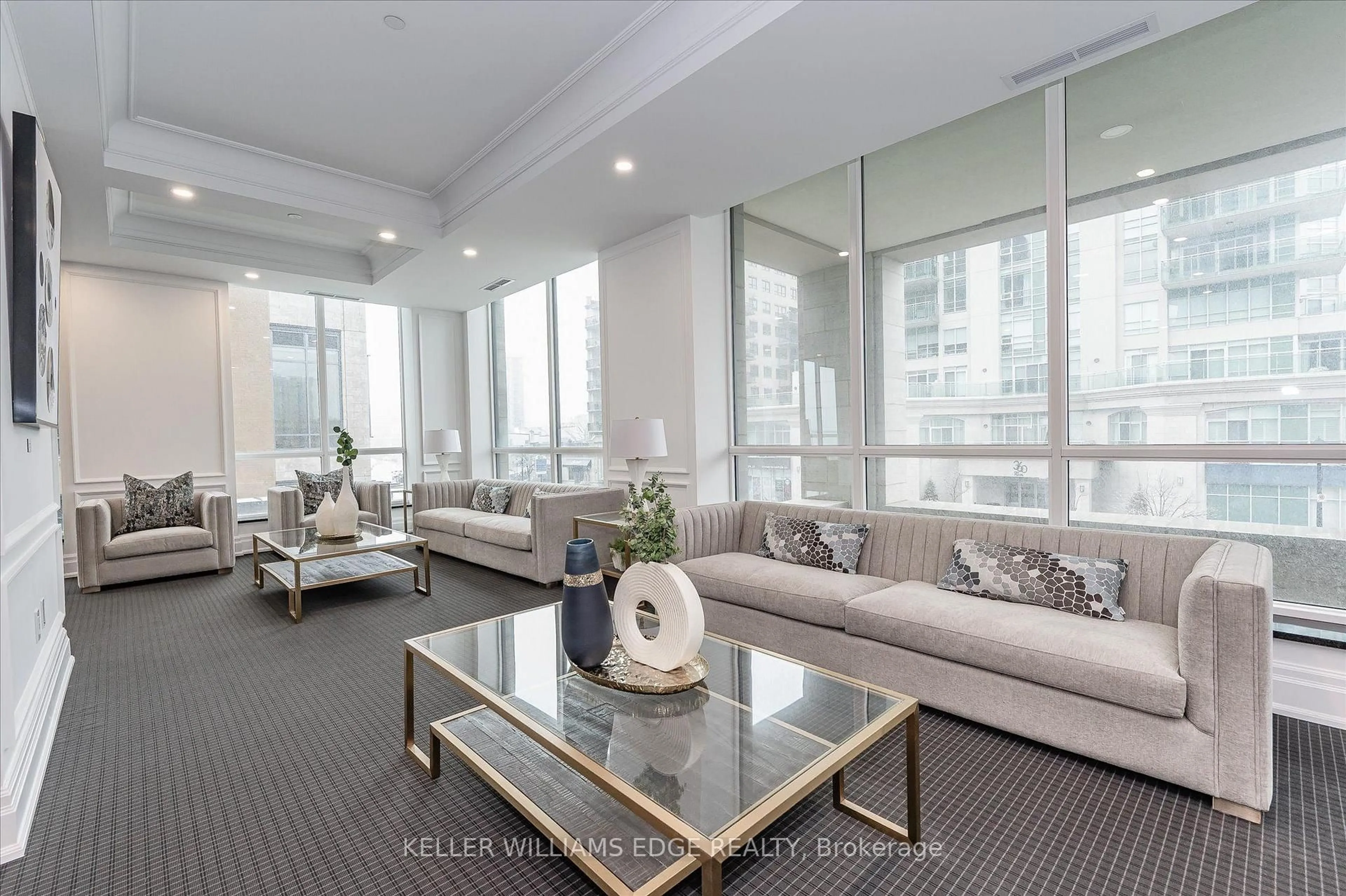 Living room with furniture, unknown for 2060 Lakeshore Rd #202, Burlington Ontario L7R 0G2