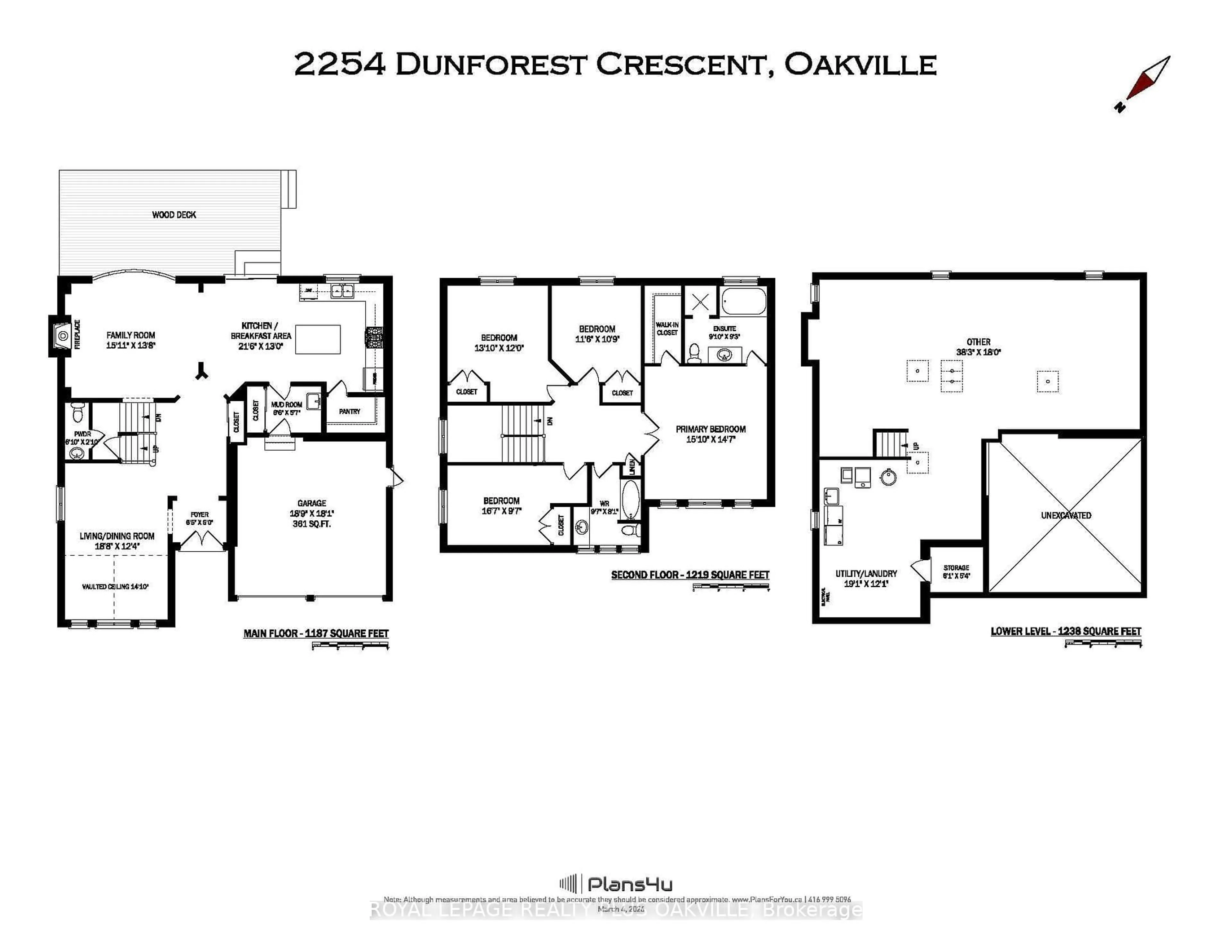 Floor plan for 2254 Dunforest Cres, Oakville Ontario L6M 4X3