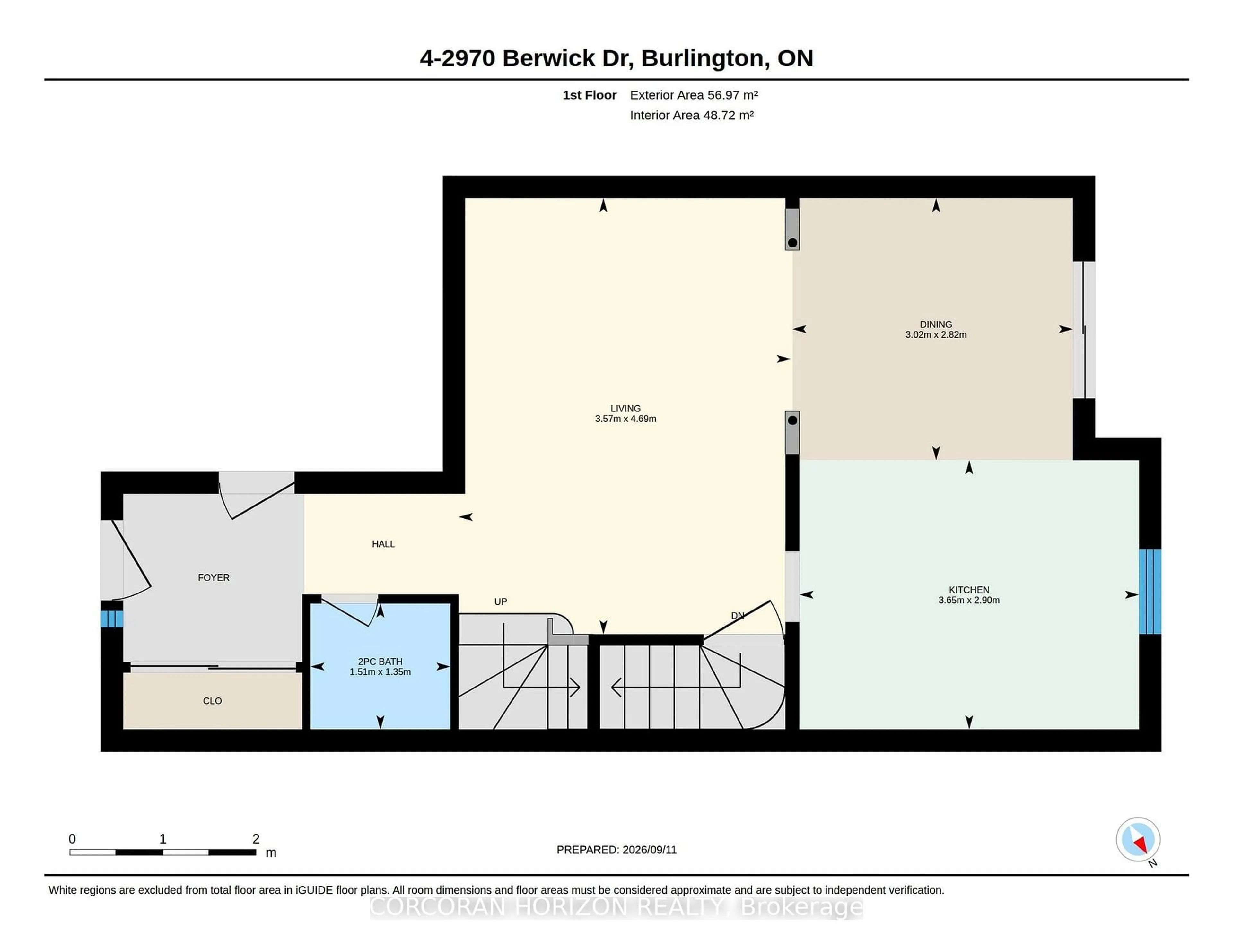 Floor plan for 2970 Berwick Dr #4, Burlington Ontario L7M 4M3