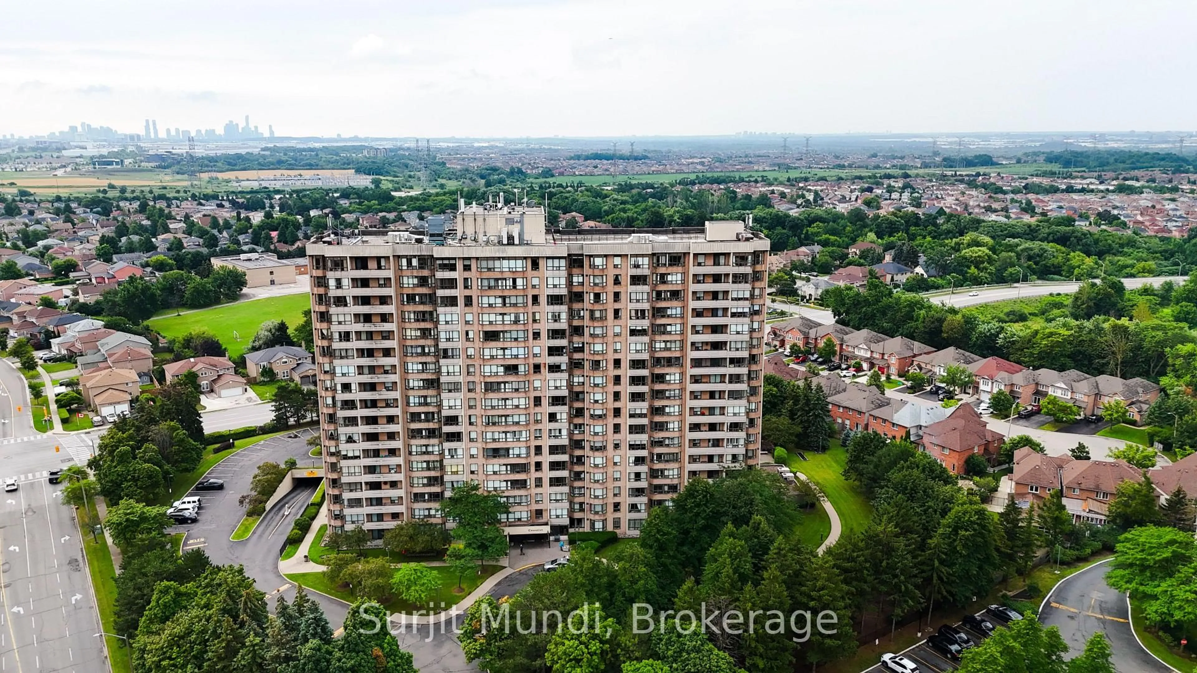 A pic from outside/outdoor area/front of a property/back of a property/a pic from drone, city buildings view from balcony for 10 Malta Ave #1501, Brampton Ontario L6Y 4G6