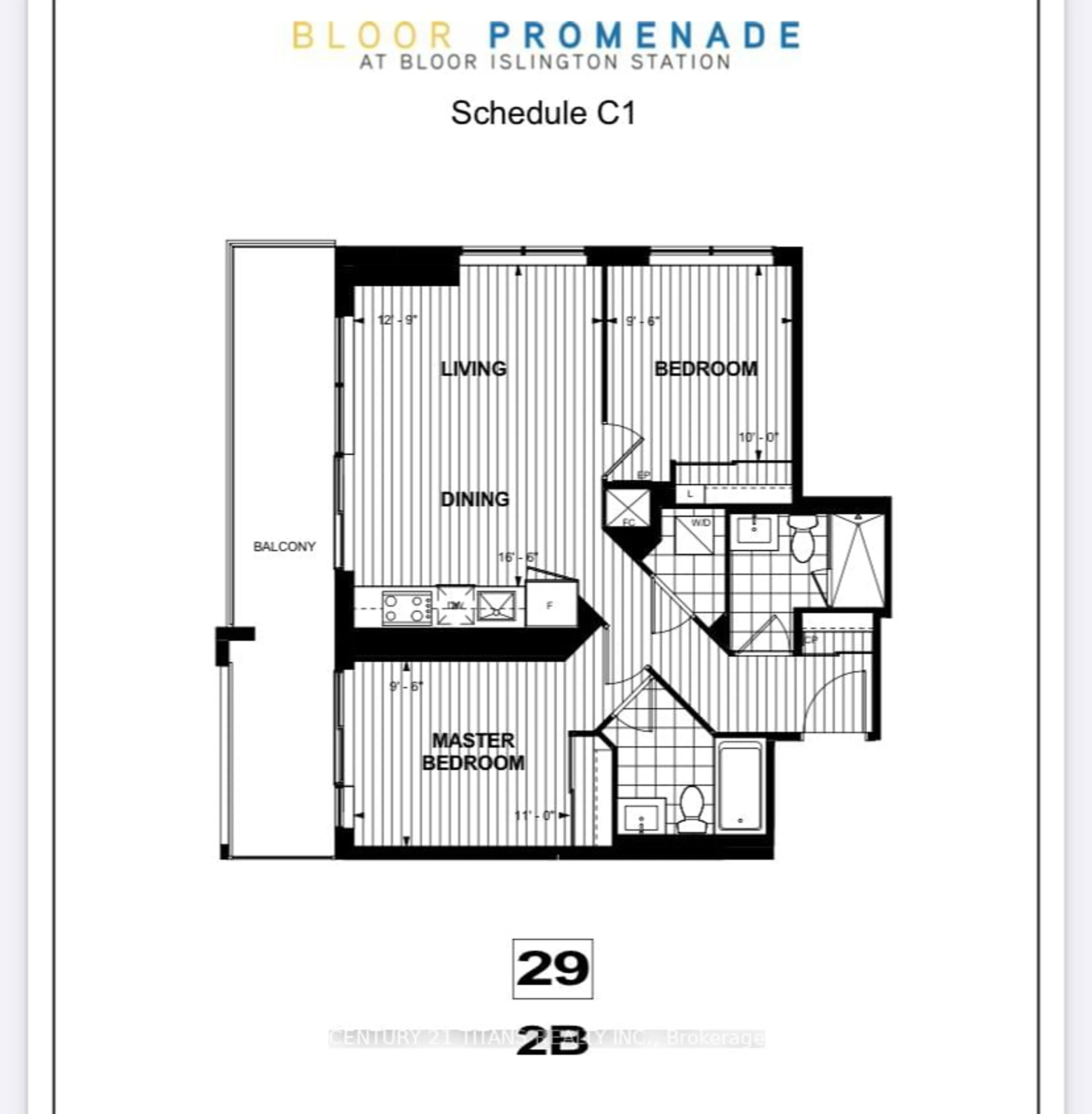 Floor plan for 5 Mabelle Ave #3129, Toronto Ontario M9A 0C8